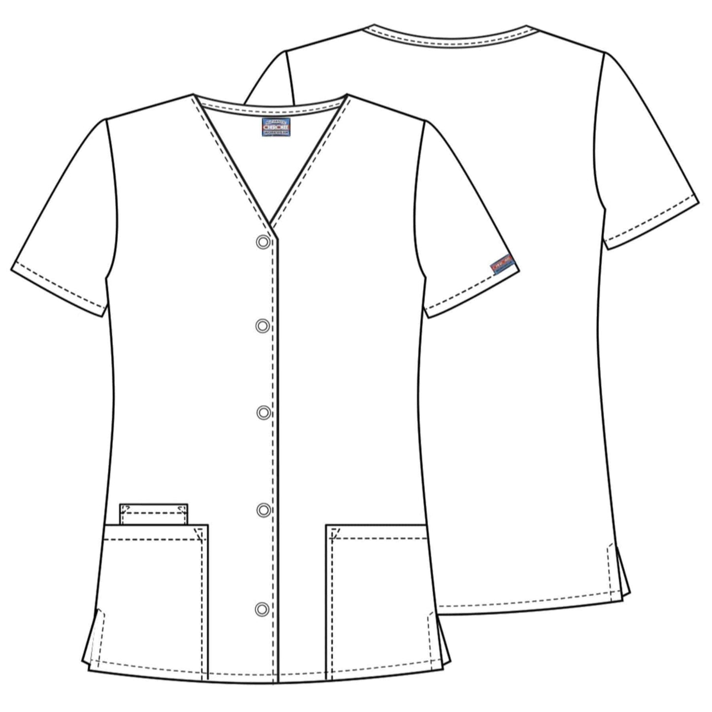 Cherokee Scrubs Top Cherokee Workwear 4770 Scrubs Top Womens Snap Front V-Neck Teal Blue