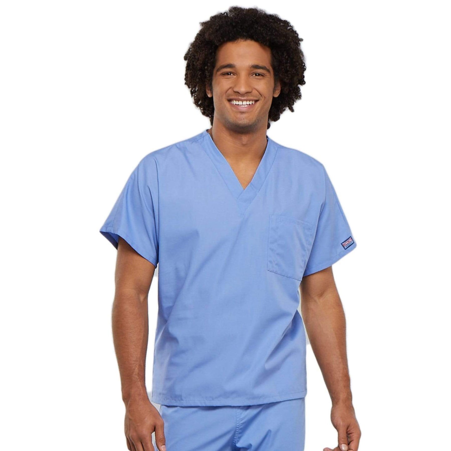 Cherokee Scrubs Top 2XL Cherokee Workwear 4777 Scrubs Top Unisex V-Neck Tunic Ceil Blue