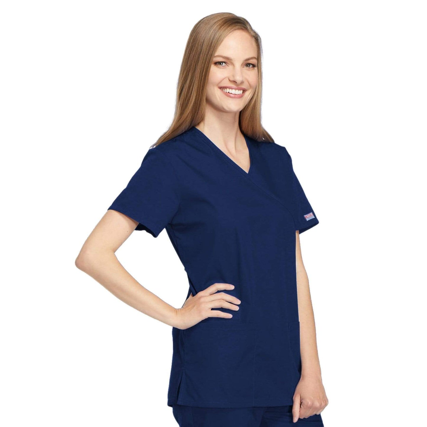 Cherokee Scrubs Top Cherokee Workwear 4801 Scrubs Top Womens Mock Wrap Tunic Navy