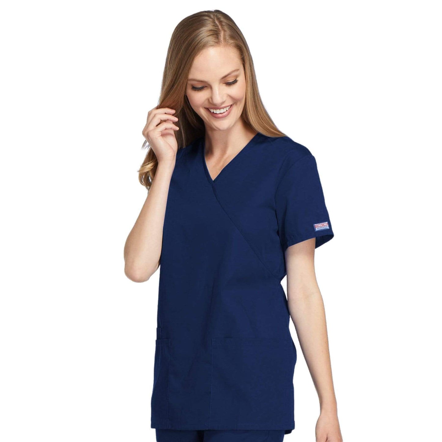 Cherokee Scrubs Top Cherokee Workwear 4801 Scrubs Top Womens Mock Wrap Tunic Navy
