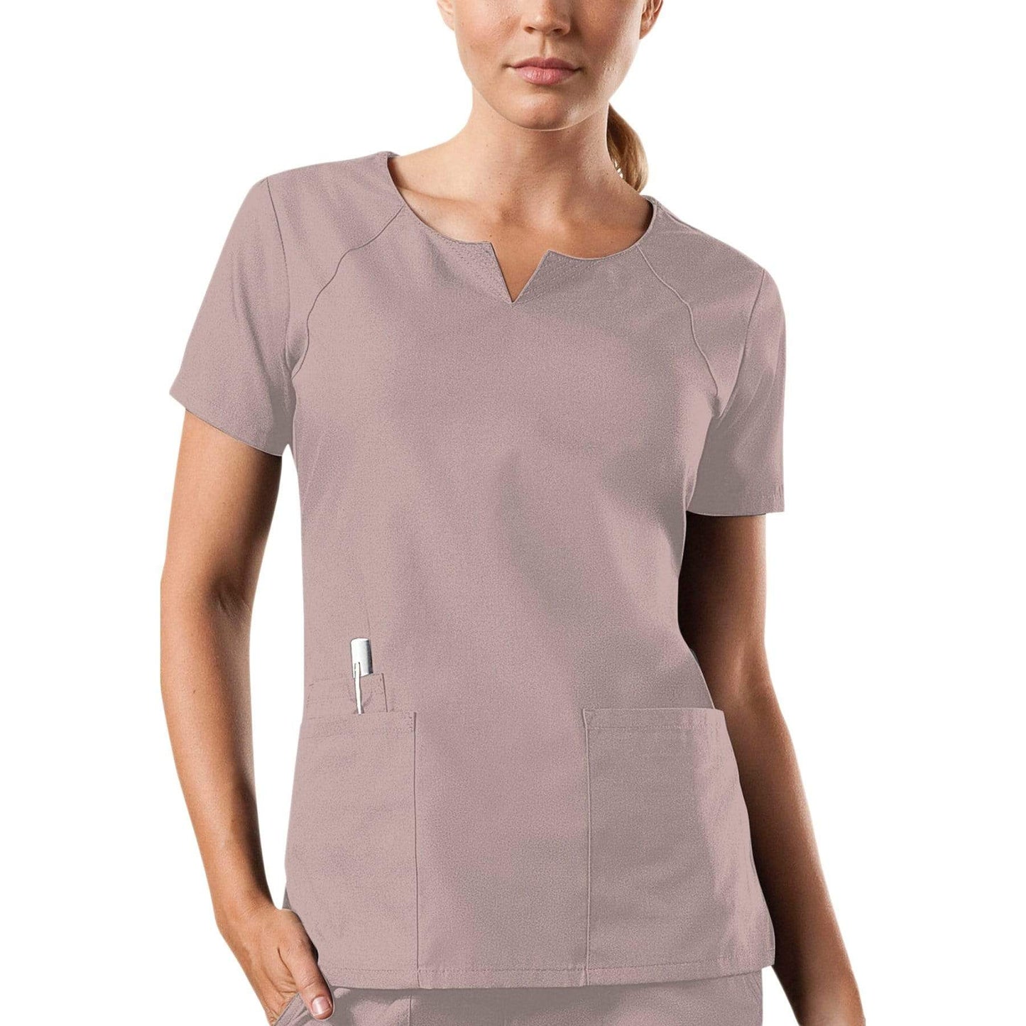 Cherokee Scrubs Top Cherokee Workwear 4824 Scrubs Top Womens Round Neck Khaki