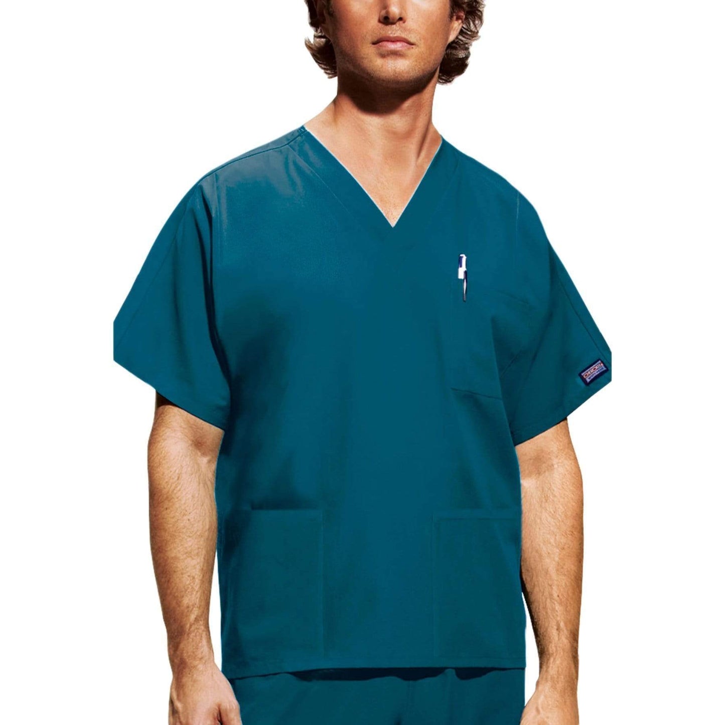 Cherokee Scrubs Top 2XL Cherokee Workwear 4876 Scrubs Top Unisex V-Neck Caribbean Blue
