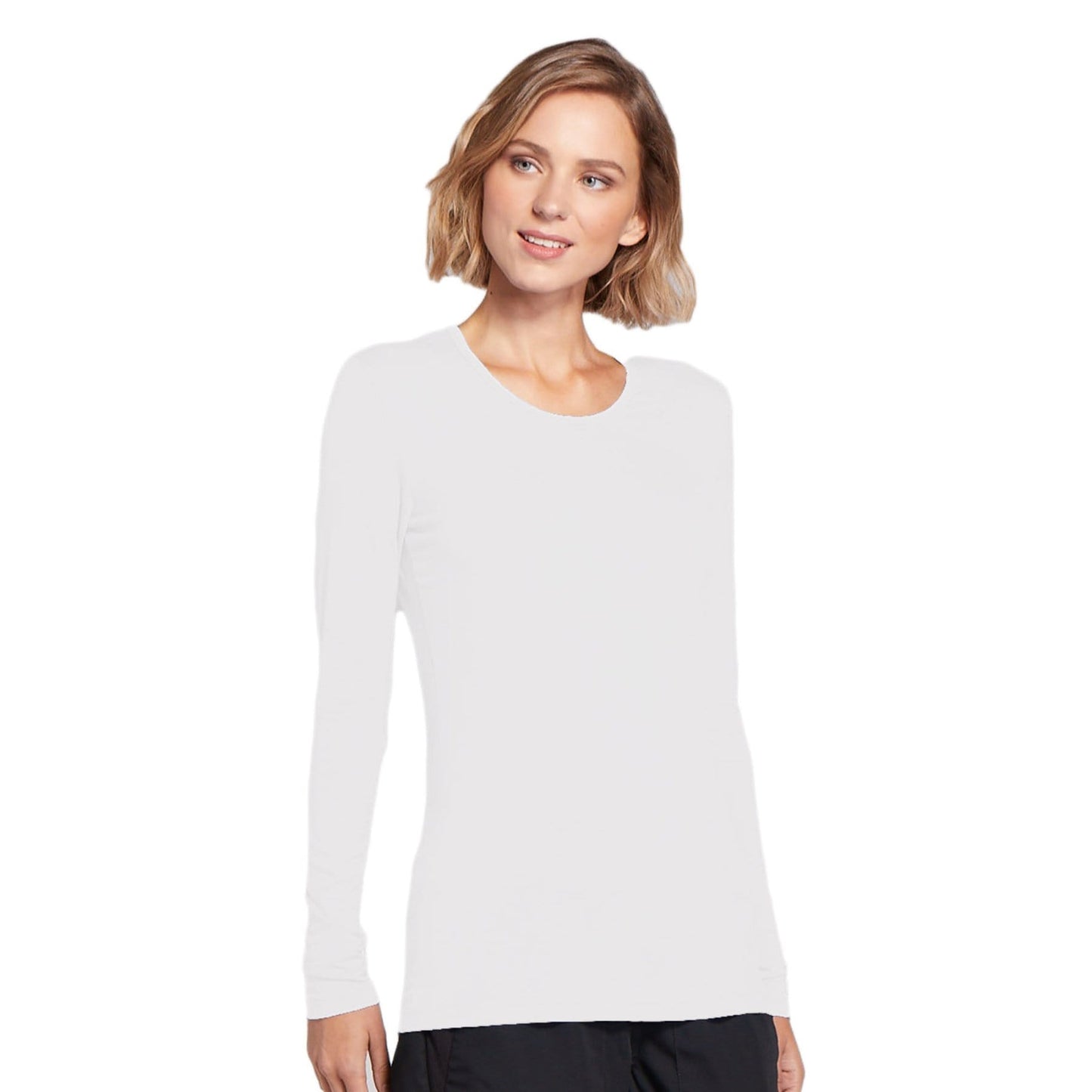 Cherokee Underscrubs Cherokee Workwear 4881 Underscrubs Womens Long Sleeve Knit Tee White