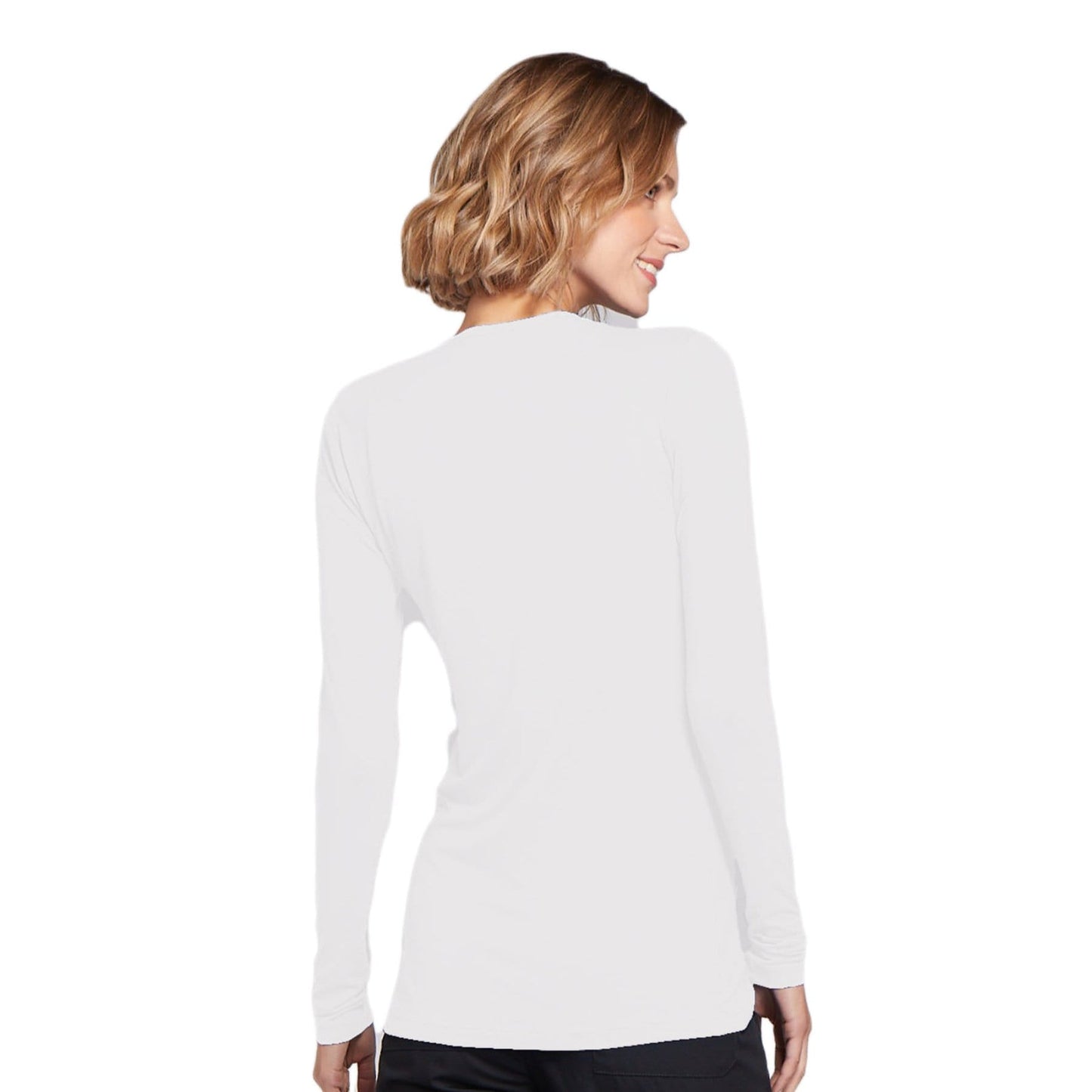 Cherokee Underscrubs Cherokee Workwear 4881 Underscrubs Womens Long Sleeve Knit Tee White