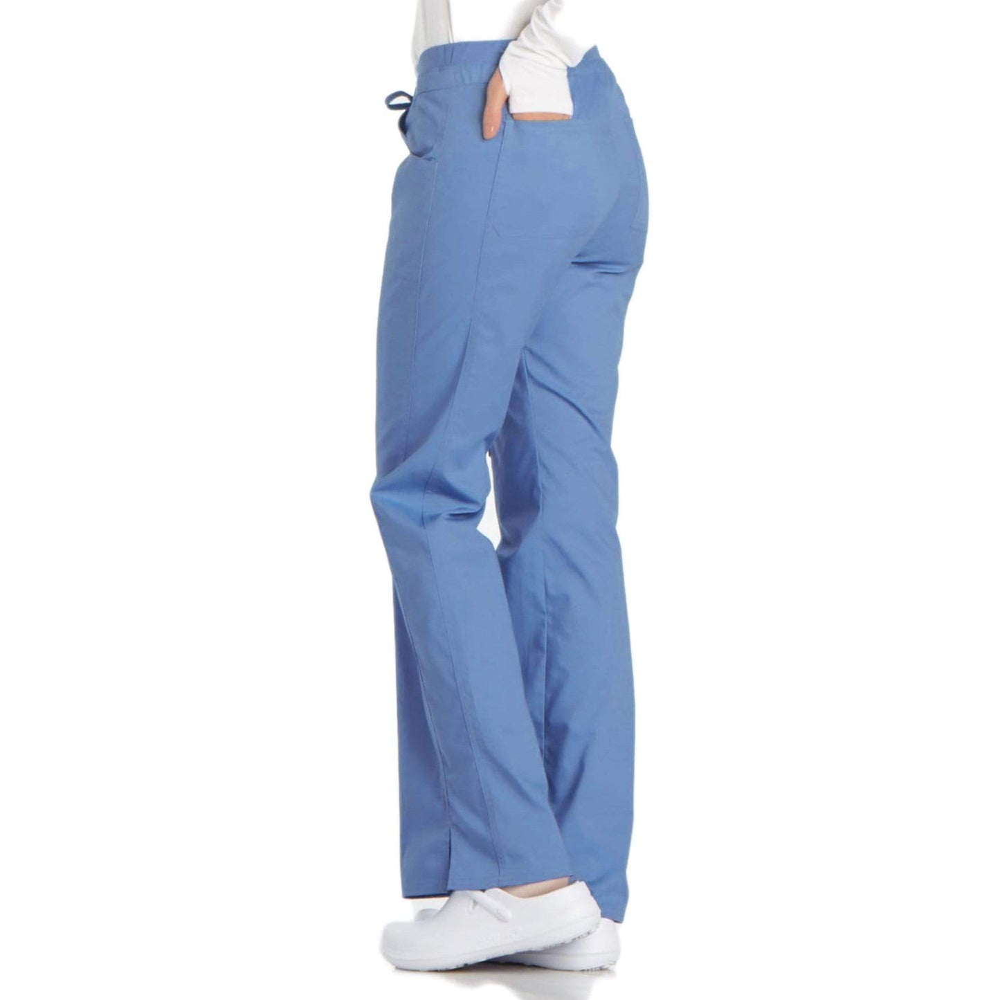 Cherokee Scrubs Pants Cherokee Workwear Core Stretch 24001 Scrubs Pants Womens Low Rise Drawstring Cargo Ceil Blue