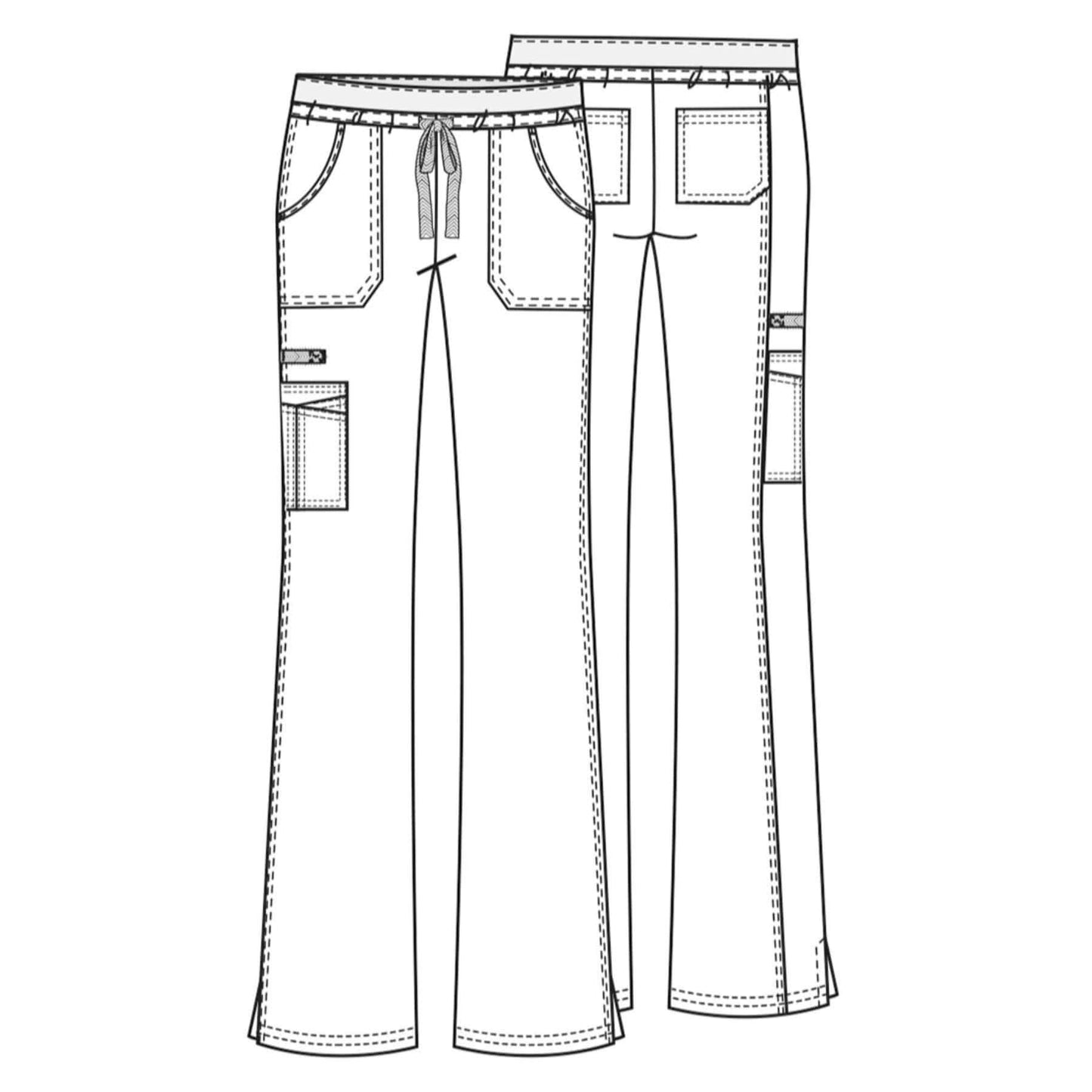 Cherokee Scrubs Pants Cherokee Workwear Core Stretch 24001 Scrubs Pants Womens Low Rise Drawstring Cargo Pewter