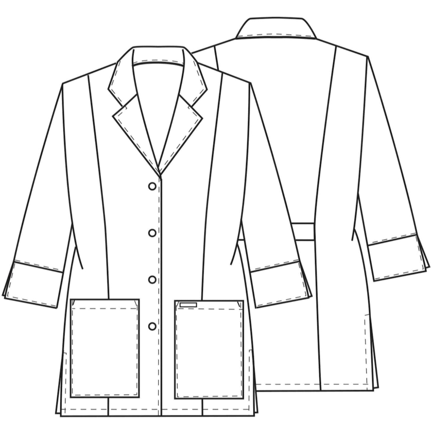 Cherokee Lab Coats Cherokee Workwear Professionals 1470 Lab Coat Womens 30" 3/4 Sleeve White