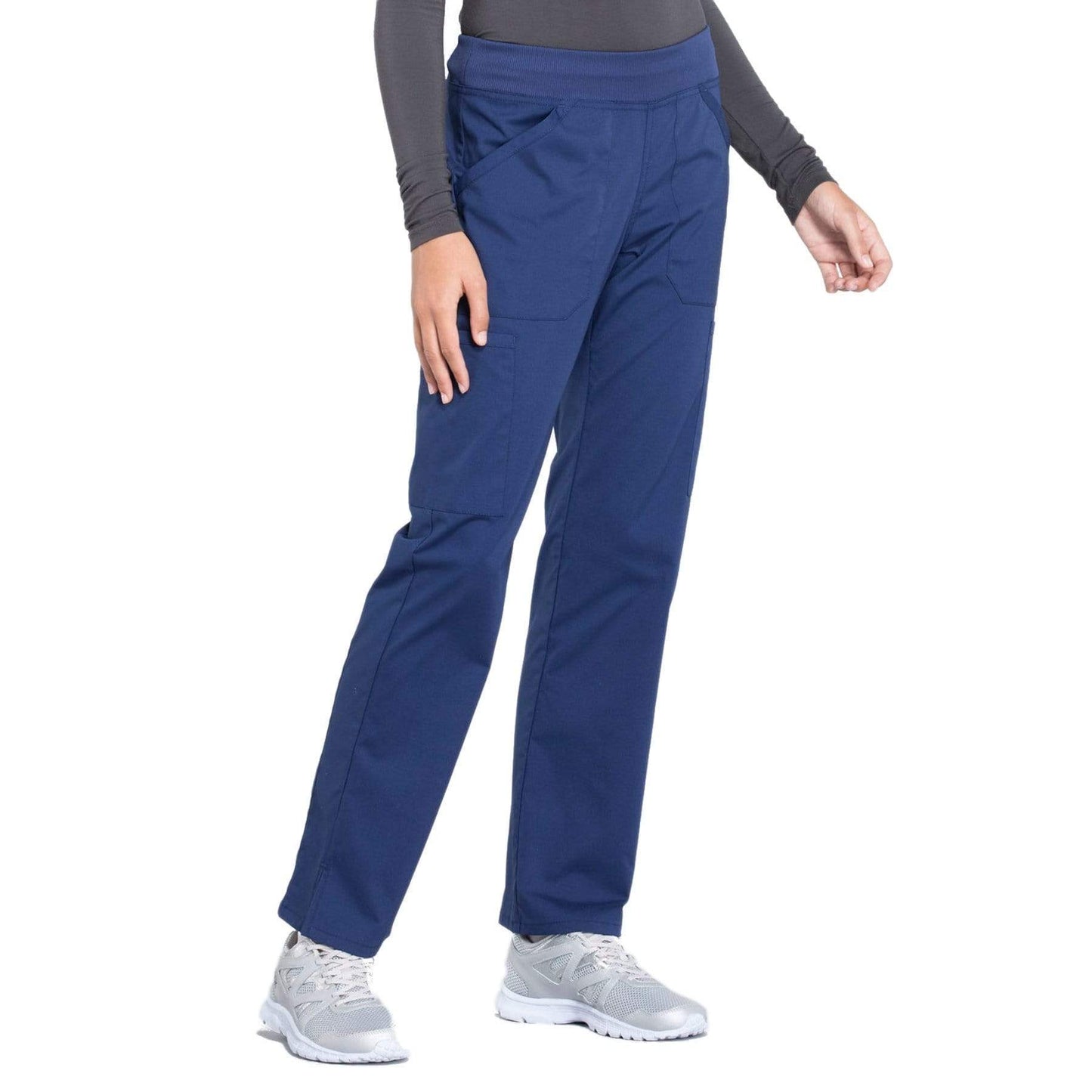 Cherokee Scrubs Pants Cherokee Workwear Professionals WW170 Scrubs Pants Womens Mid Rise Straight Leg Pull-on Cargo Navy