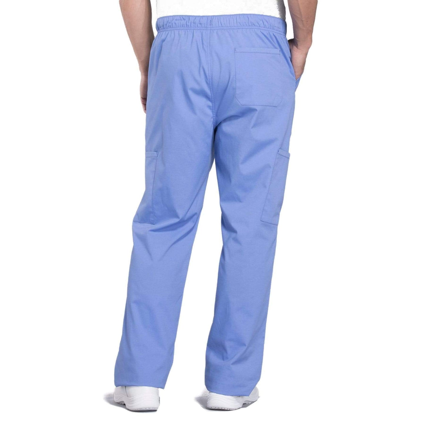 Cherokee Scrubs Pants Cherokee Workwear Professionals WW190 Scrubs Pants Mens Tapered Leg Drawstring Cargo Ceil Blue