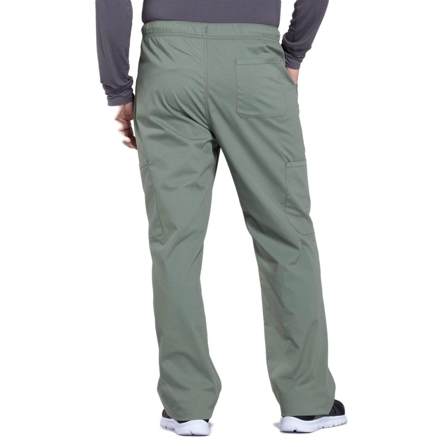 Cherokee Scrubs Pants Cherokee Workwear Professionals WW190 Scrubs Pants Mens Tapered Leg Drawstring Cargo Olive