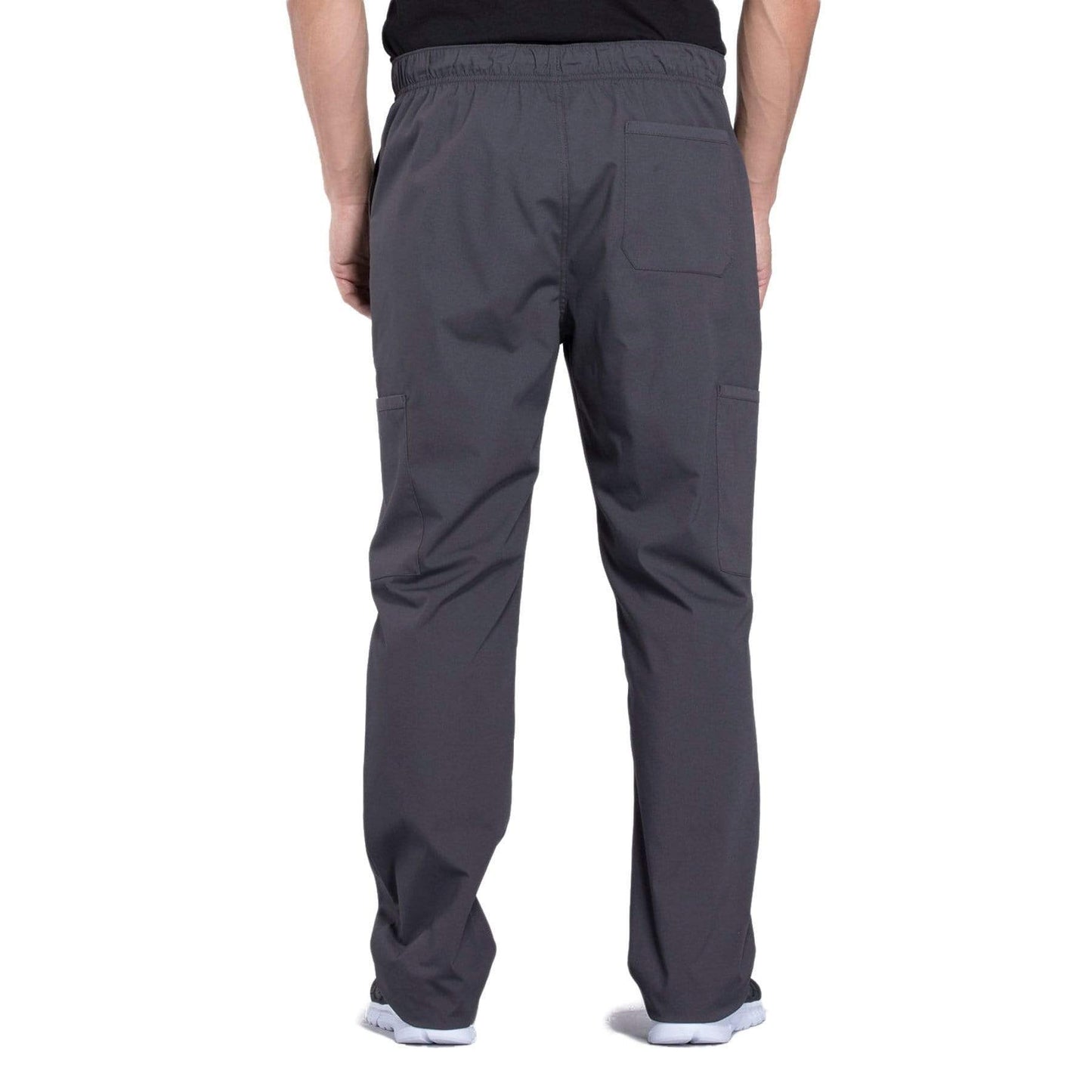 Cherokee Scrubs Pants Cherokee Workwear Professionals WW190 Scrubs Pants Mens Tapered Leg Drawstring Cargo Pewter