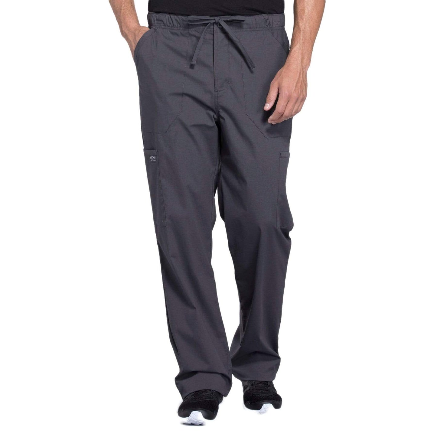 Cherokee Scrubs Pants 2XL / Regular Length Cherokee Workwear Professionals WW190 Scrubs Pants Mens Tapered Leg Drawstring Cargo Pewter