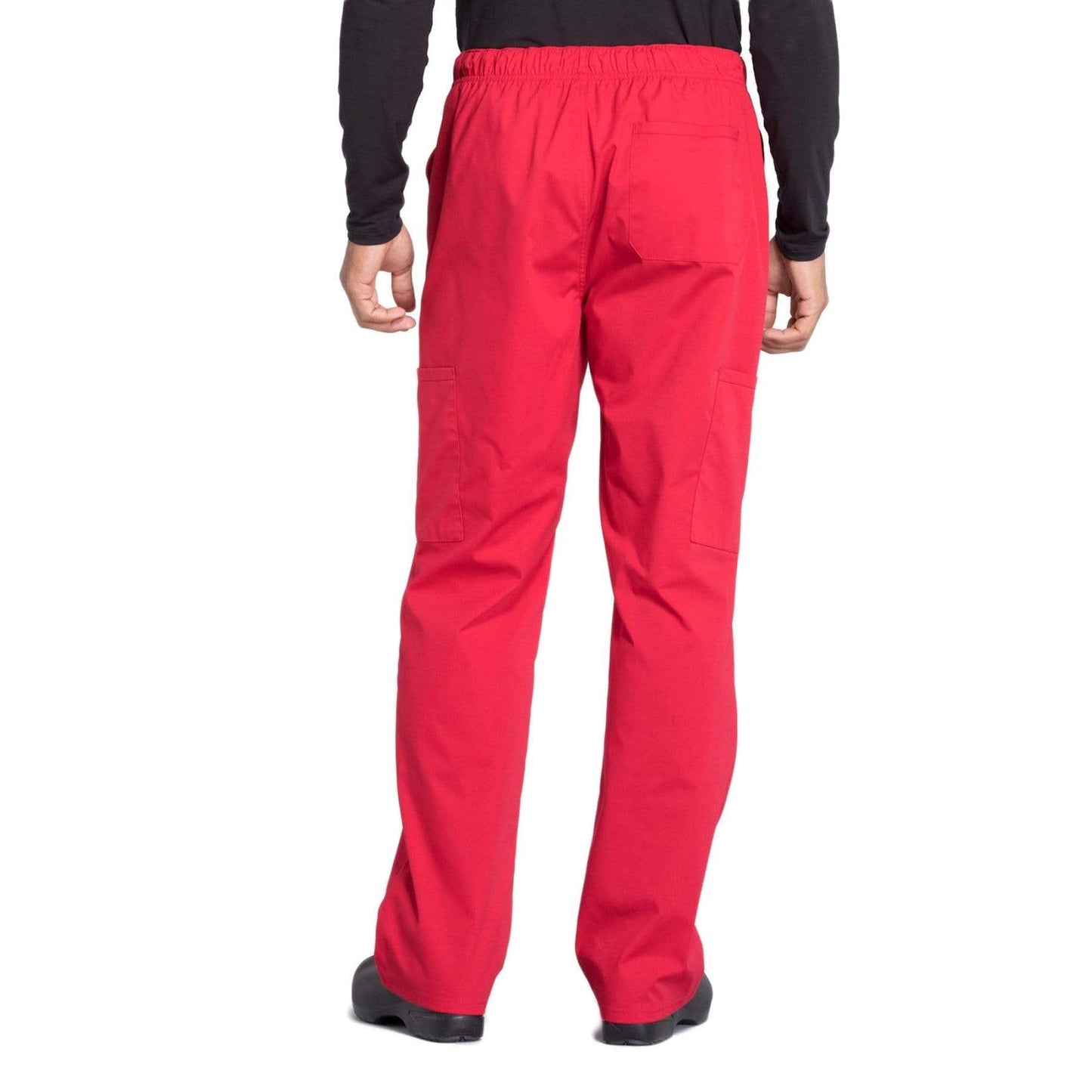 Cherokee Scrubs Pants Cherokee Workwear Professionals WW190 Scrubs Pants Mens Tapered Leg Drawstring Cargo Red