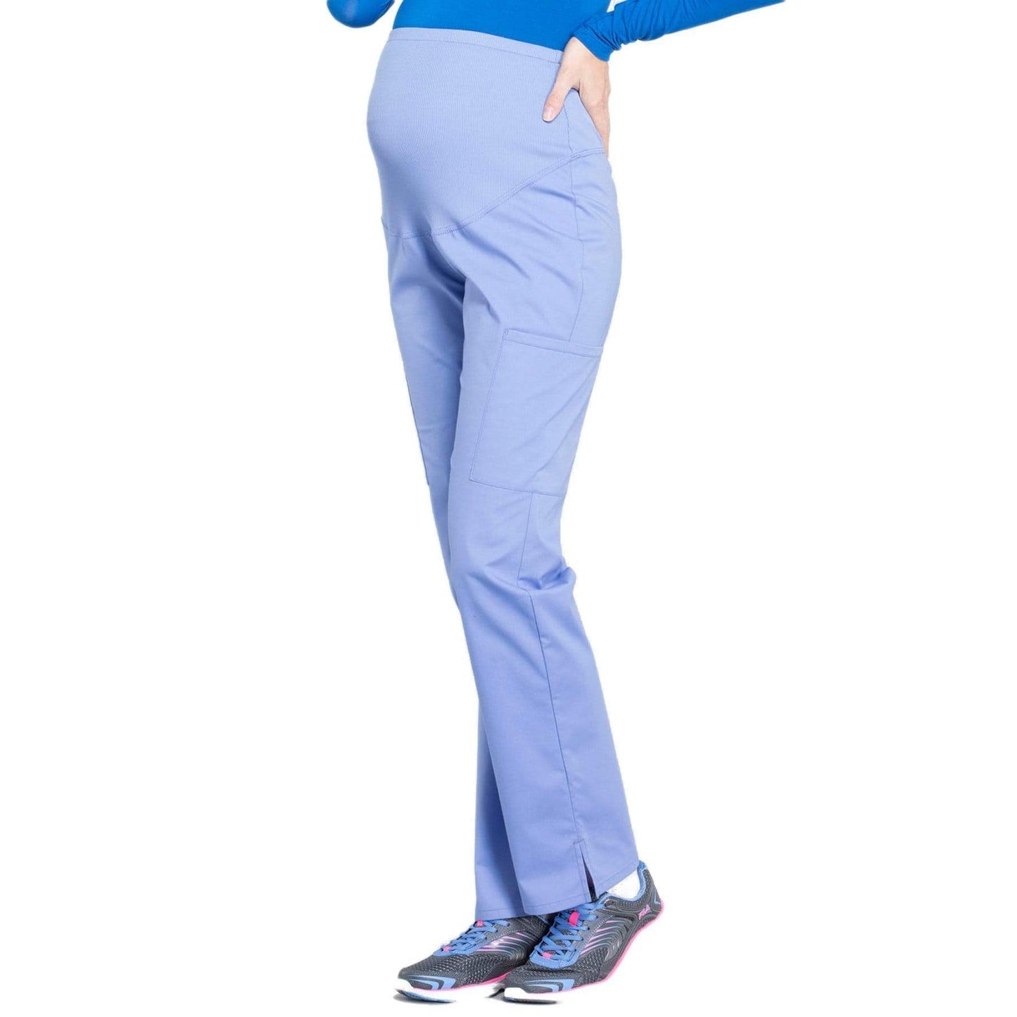 Cherokee Workwear Professionals WW220 Scrubs Pants Maternity Straight Leg Ceil Blue