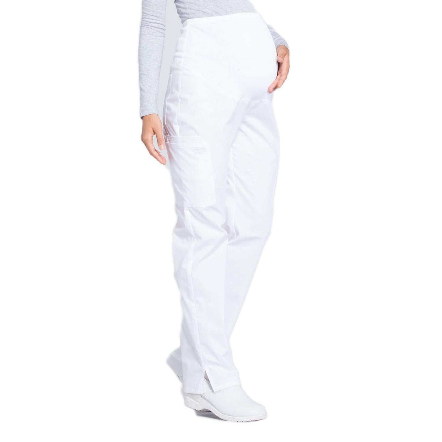 Cherokee Workwear Professionals WW220 Scrubs Pants Maternity Straight Leg White