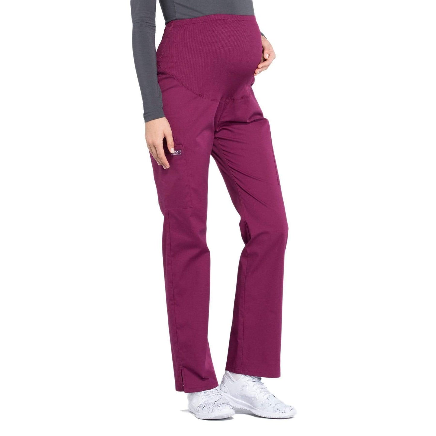 Cherokee Scrubs Pants Cherokee Workwear Professionals WW220 Scrubs Pants Maternity Straight Leg Wine