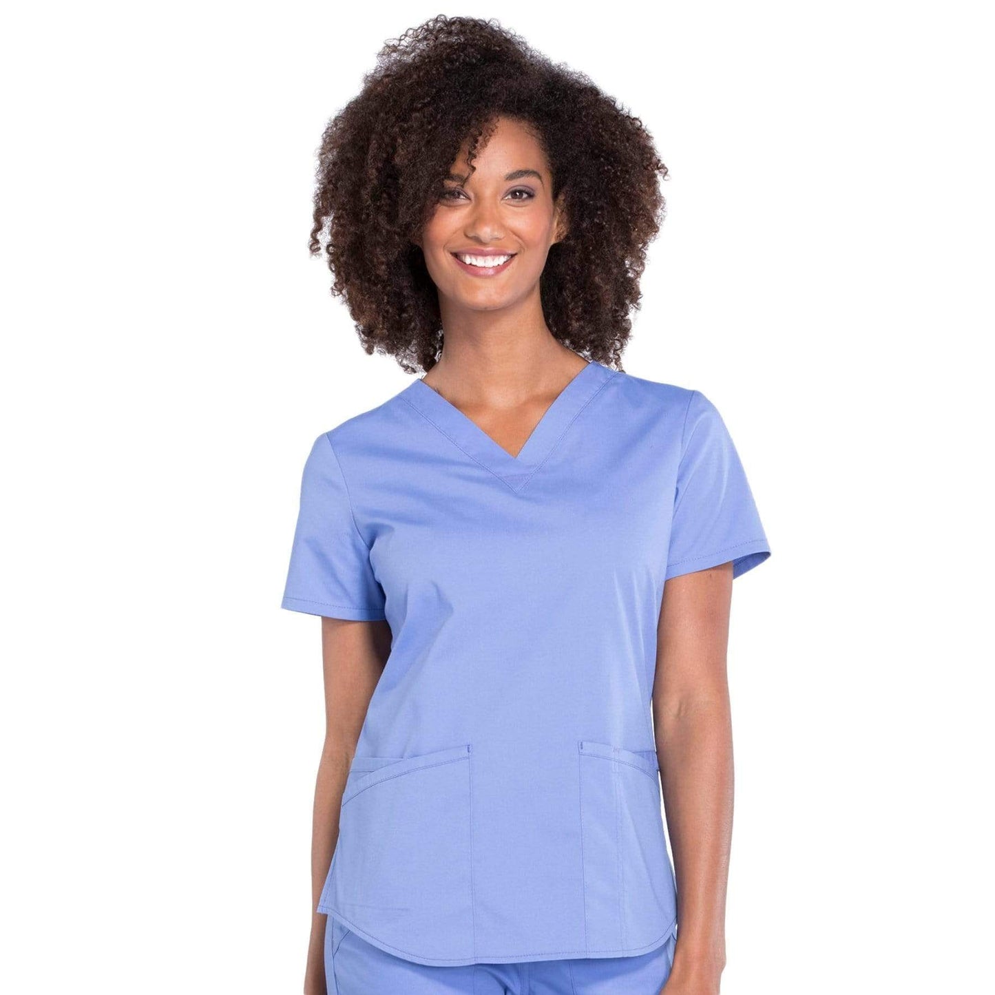 Cherokee Scrubs Top 2XL Cherokee Workwear Professionals WW665 Scrubs Top Womens V-Neck Ceil Blue