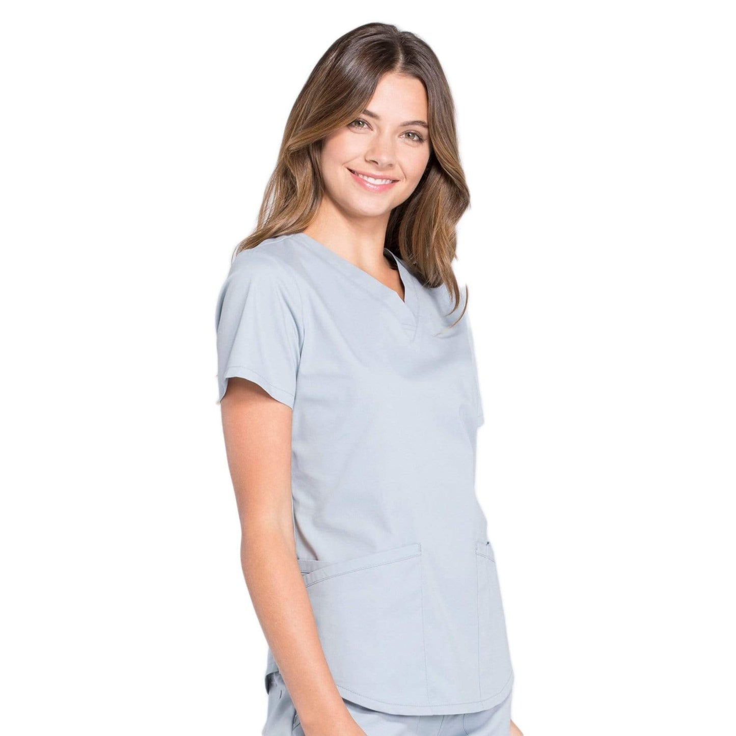 Cherokee Scrubs Top Cherokee Workwear Professionals WW665 Scrubs Top Womens V-Neck Grey