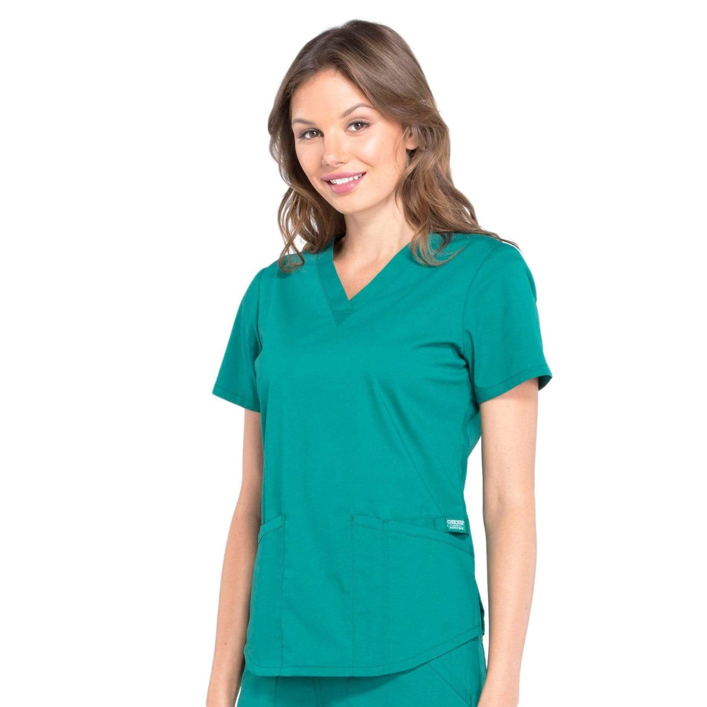 Cherokee Scrubs Top Cherokee Workwear Professionals WW665 Scrubs Top Womens V-Neck Hunter Green