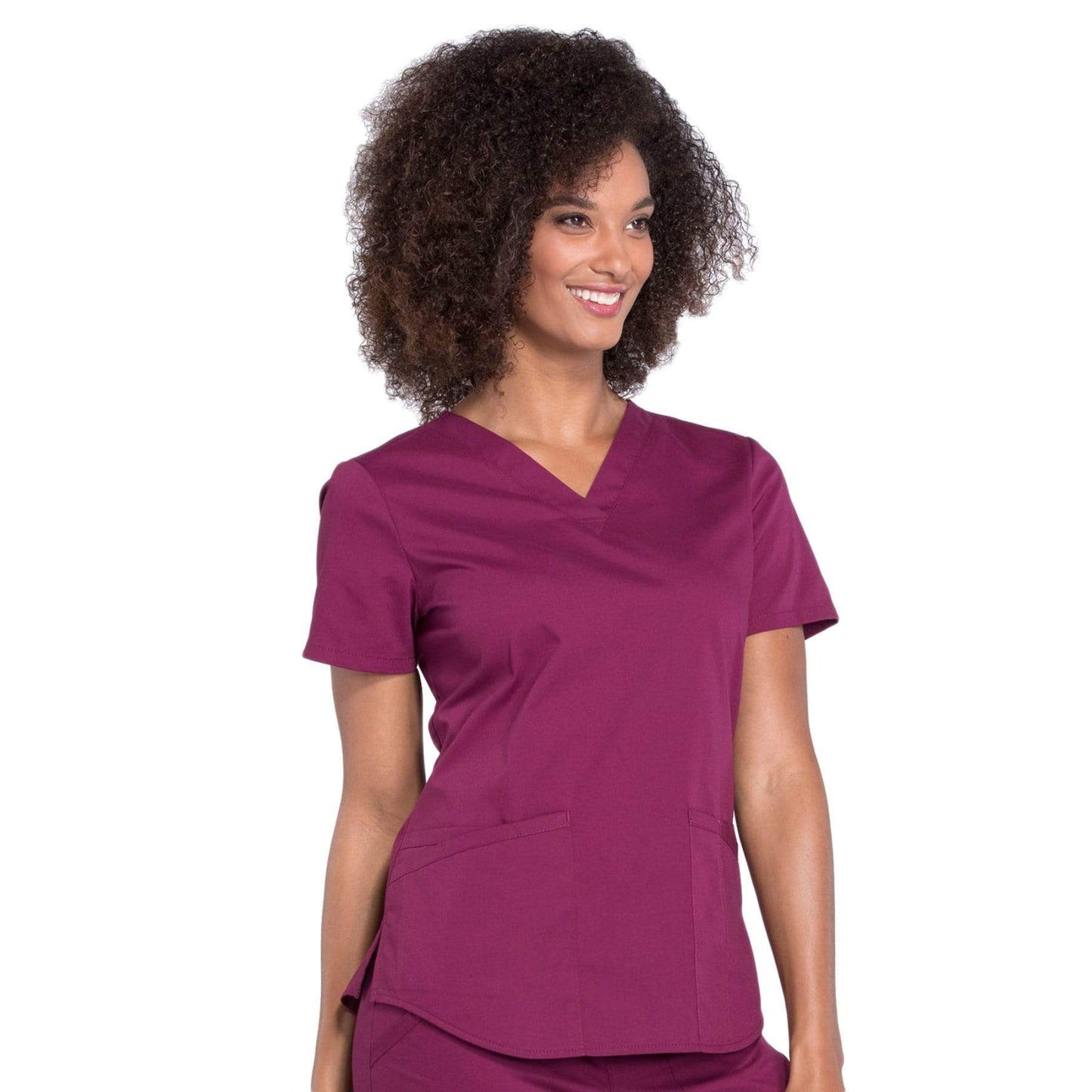 Cherokee Scrubs Top Cherokee Workwear Professionals WW665 Scrubs Top Womens V-Neck Wine