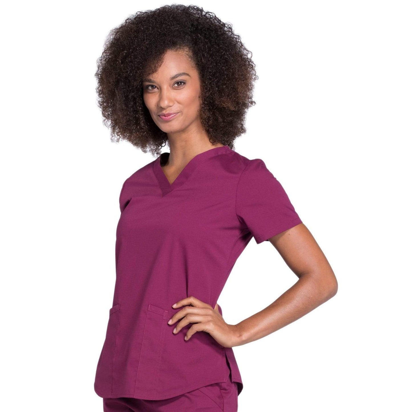 Cherokee Scrubs Top Cherokee Workwear Professionals WW665 Scrubs Top Womens V-Neck Wine