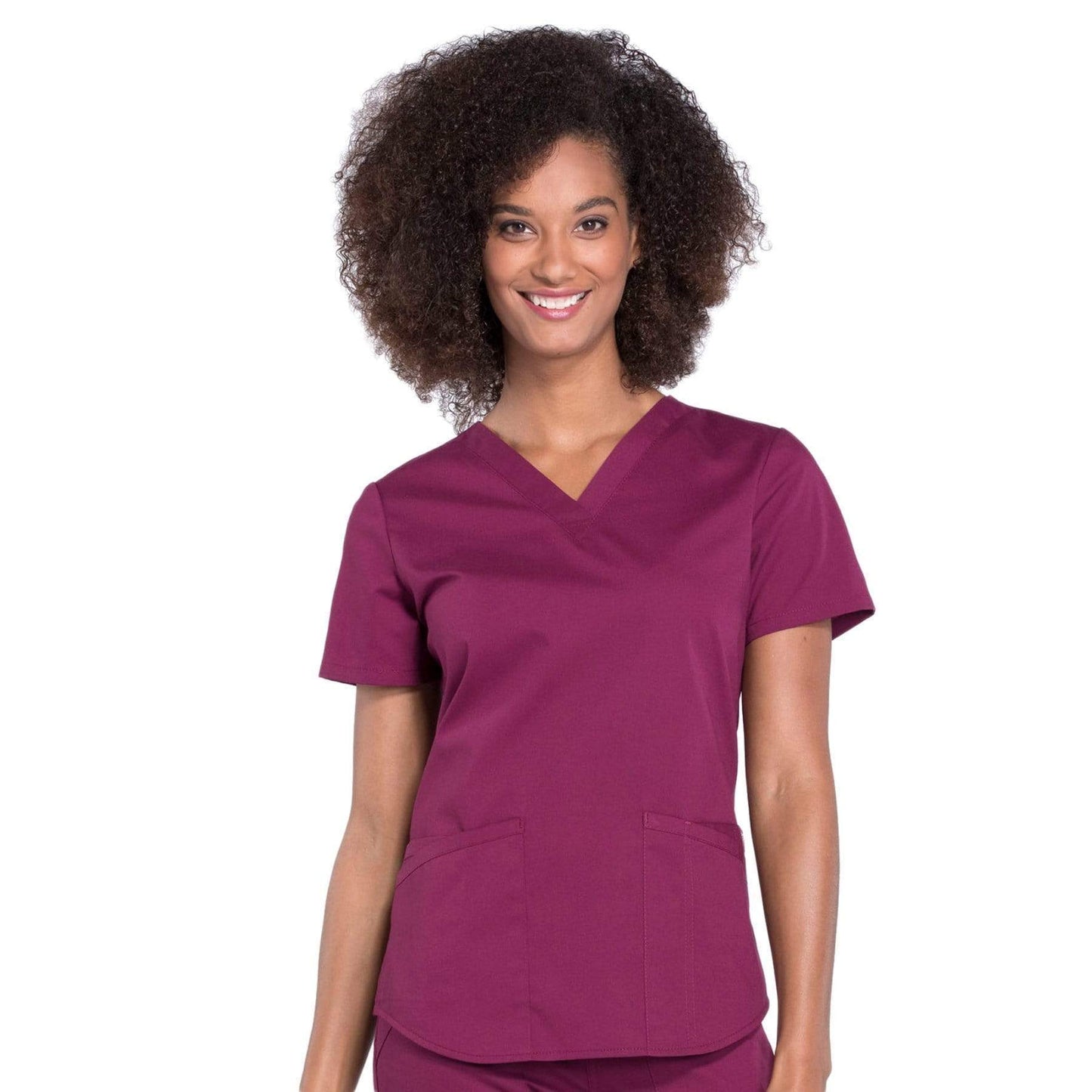 Cherokee Scrubs Top 2XL Cherokee Workwear Professionals WW665 Scrubs Top Womens V-Neck Wine