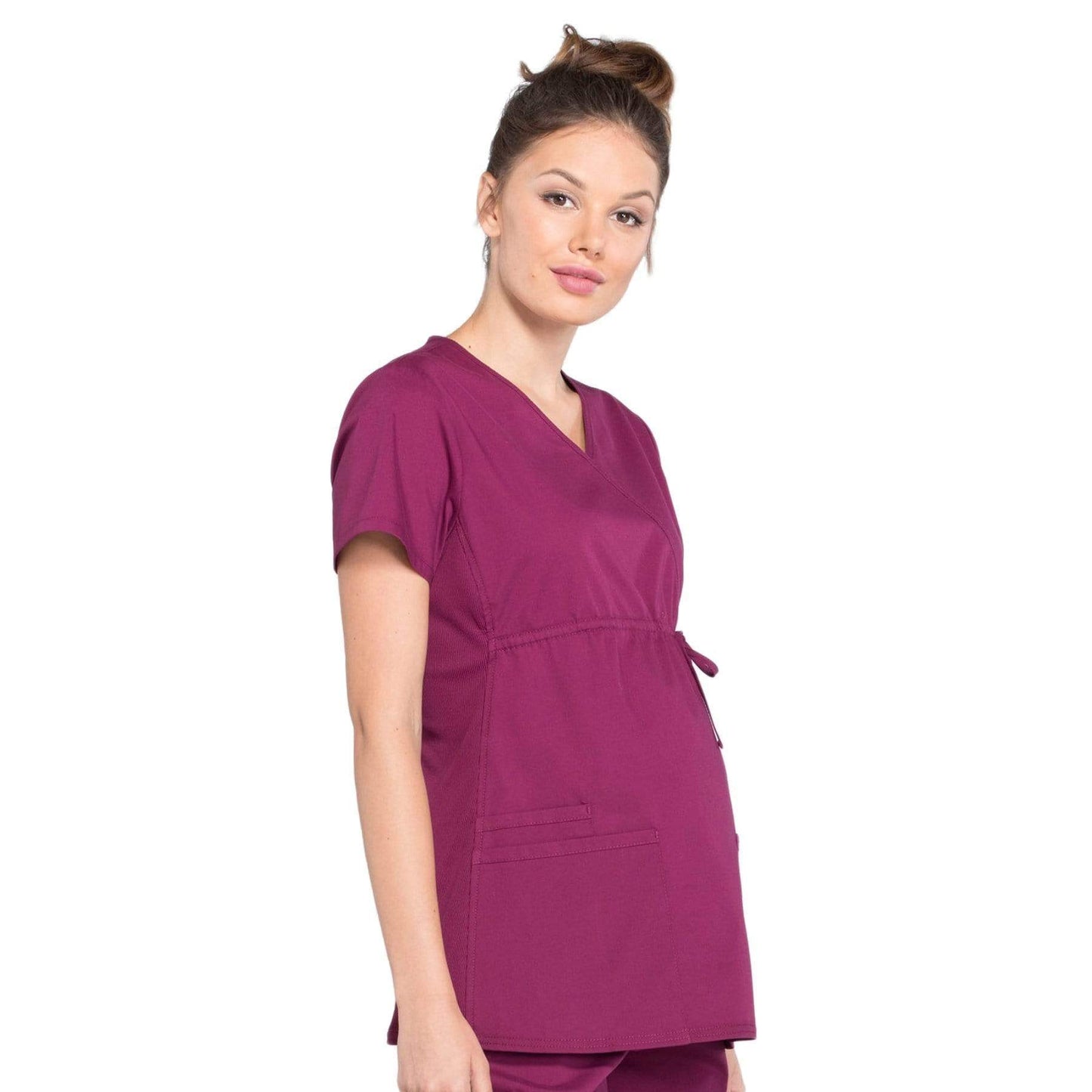 Cherokee Scrubs Top Cherokee Workwear Professionals WW685 Scrubs Top Maternity Mock Wrap Wine