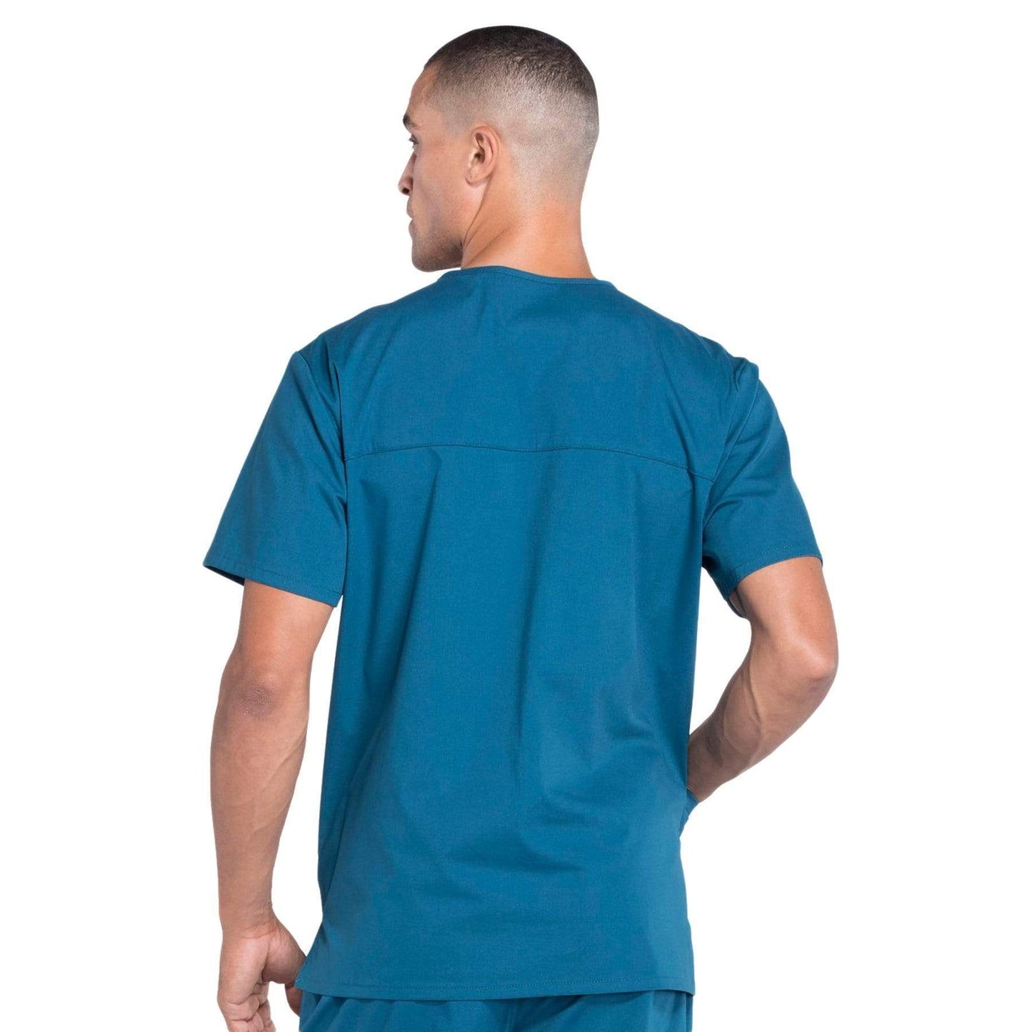 Cherokee Scrubs Top Cherokee Workwear Professionals WW695 Scrubs Top Mens V-Neck Caribbean Blue