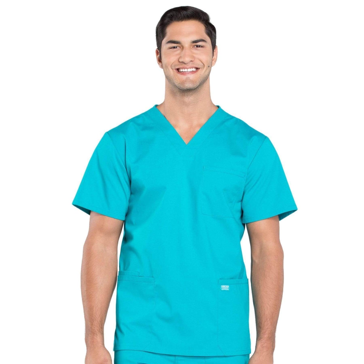 Cherokee Scrubs Top 2XL / Regular Cherokee Workwear Professionals WW695 Scrubs Top Mens V-Neck Teal Blue
