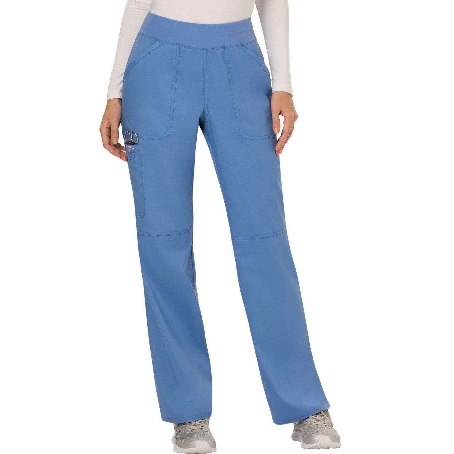 Cherokee Scrubs Pants 2XL / Regular Length Cherokee Workwear Revolution WW110 Scrubs Pants Womens Mid Rise Straight Leg Pull-on Ceil Blue