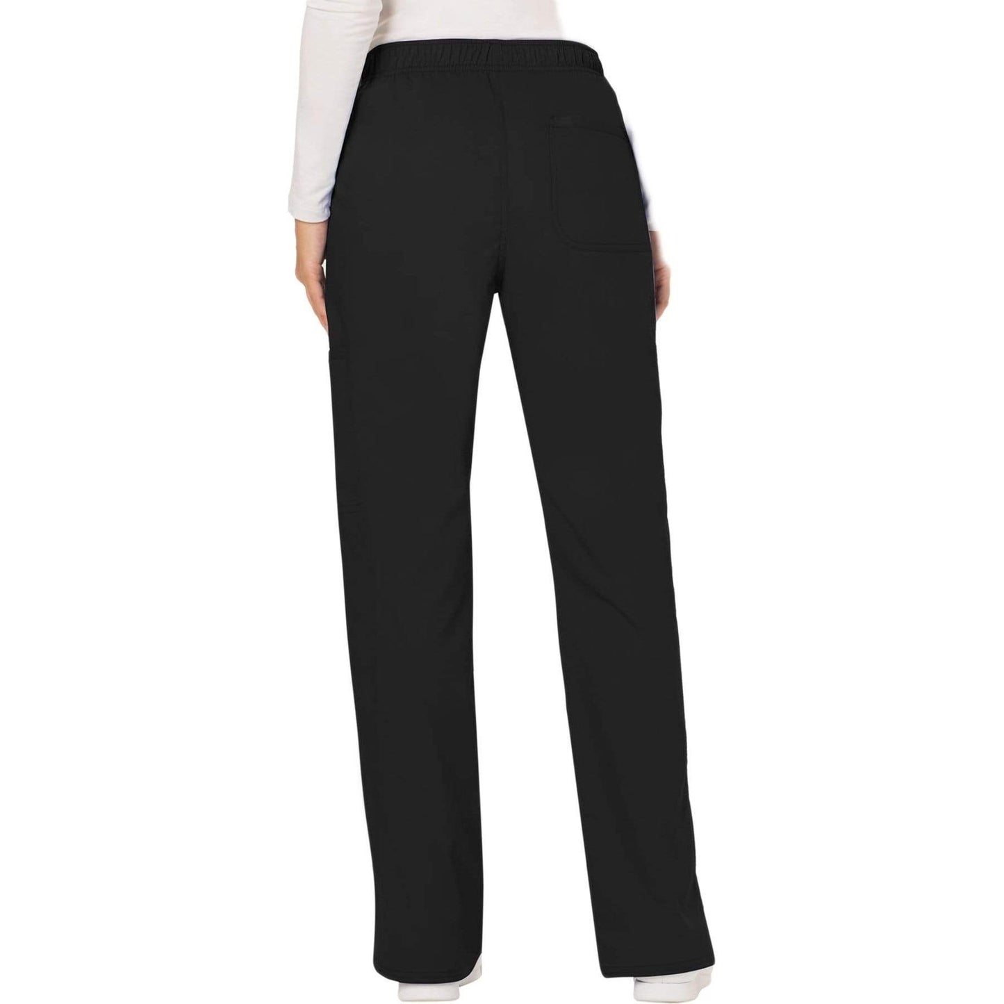 Cherokee Scrubs Pants Cherokee Workwear Revolution WW120 Scrubs Pants Womens Mid Rise Flare Drawstring Black