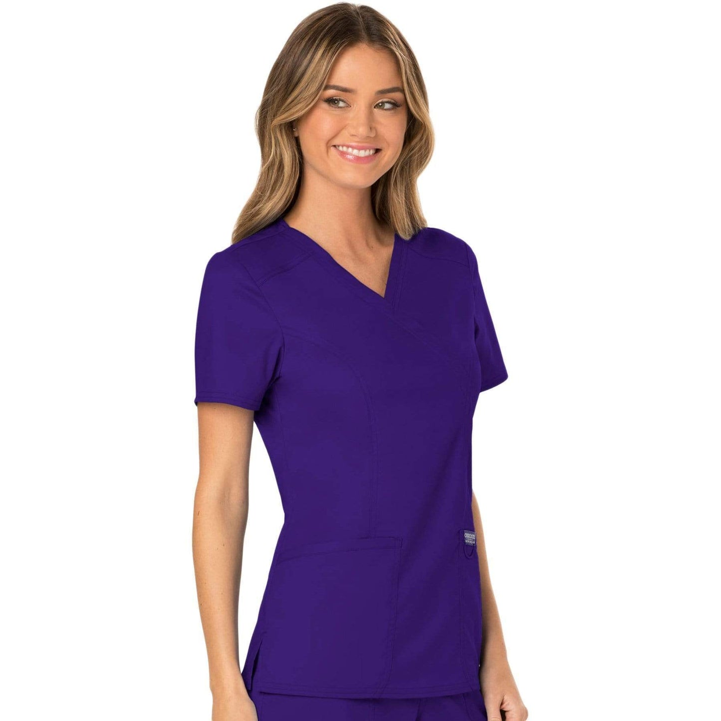 Cherokee Scrubs Top Cherokee Workwear Revolution WW610 Scrubs Top Womens Mock Wrap Grape