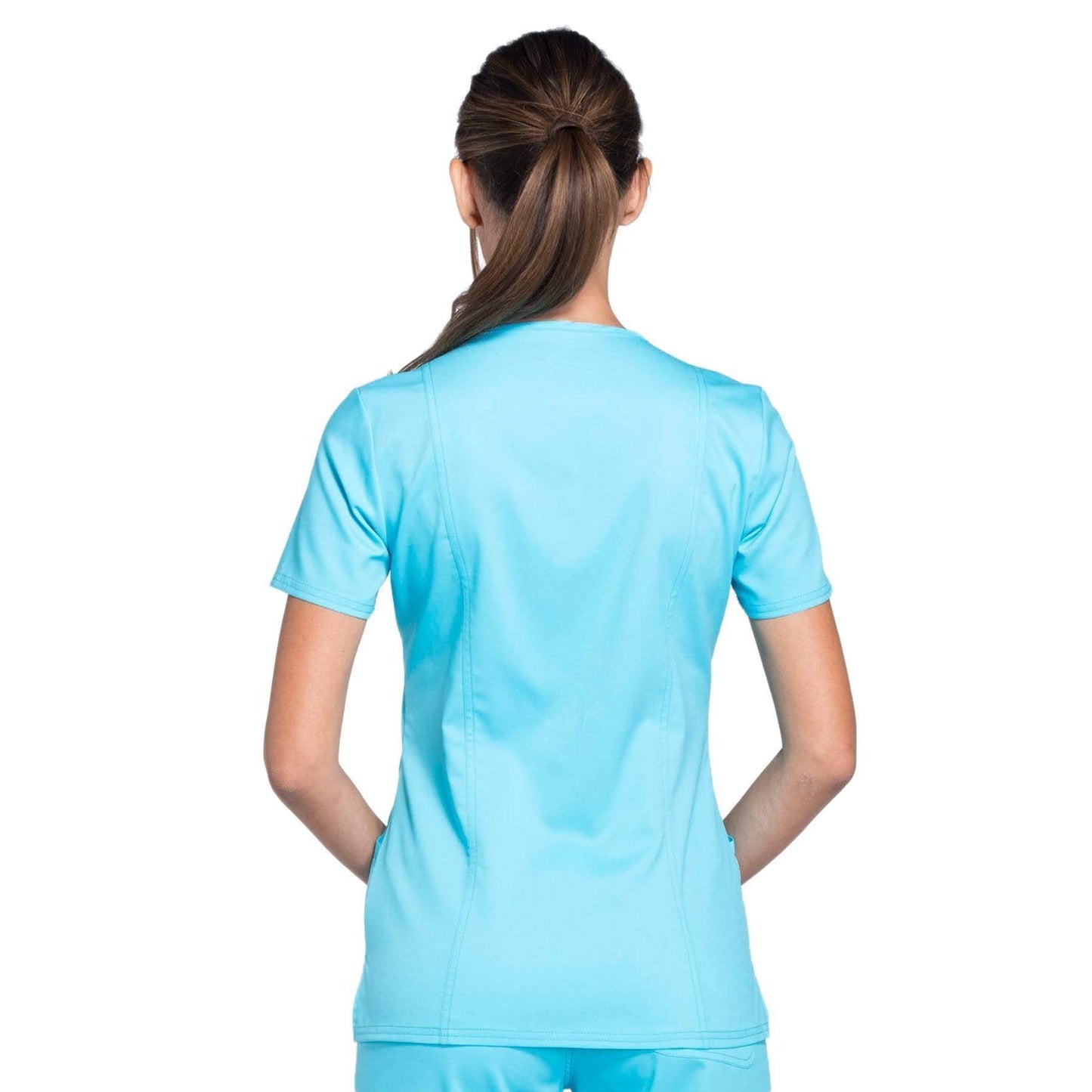Cherokee Scrubs Top Cherokee Workwear Revolution WW610 Scrubs Top Womens Mock Wrap Turquoise