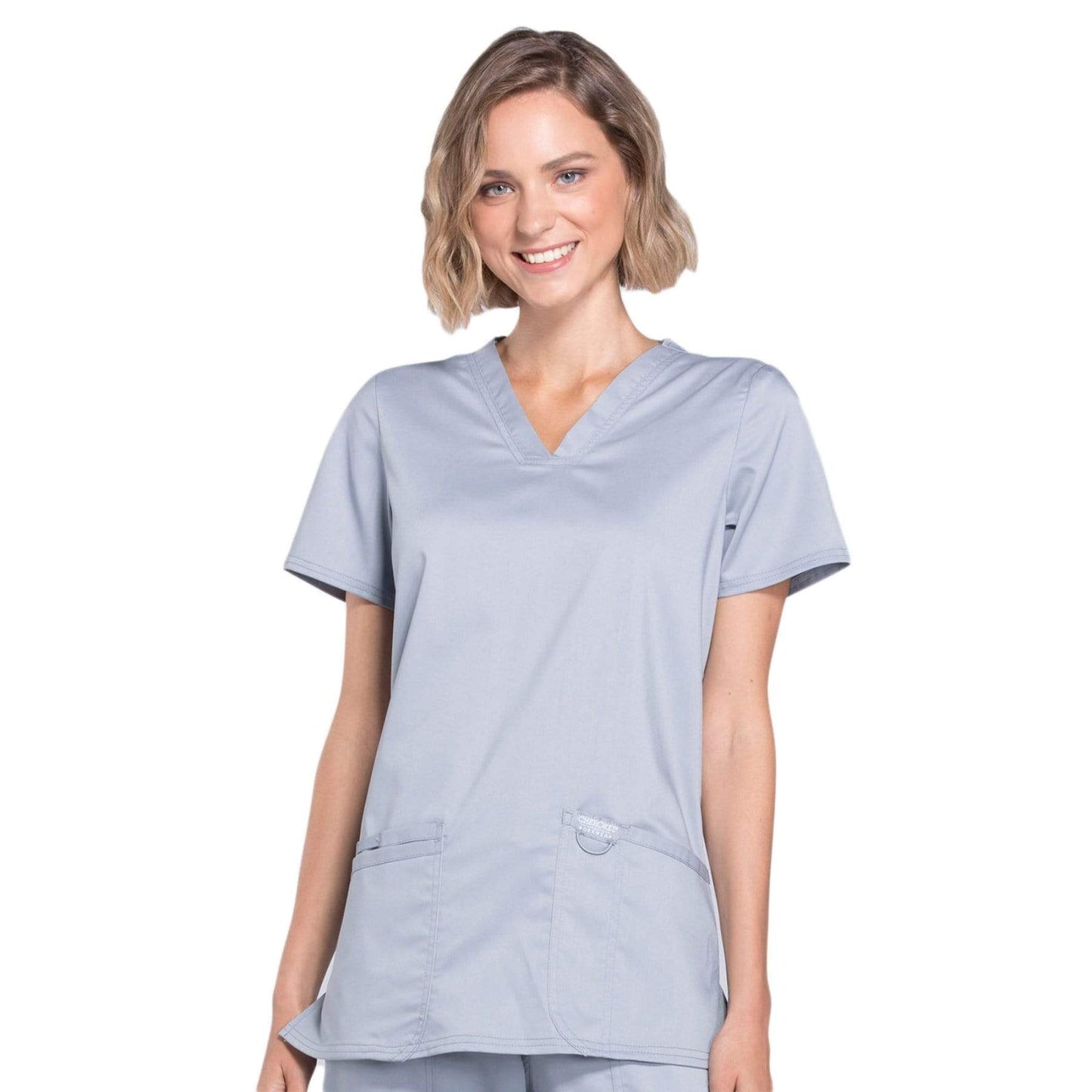 Cherokee Scrubs Top Cherokee Workwear Revolution WW620 Scrubs Top Womens V-Neck Grey