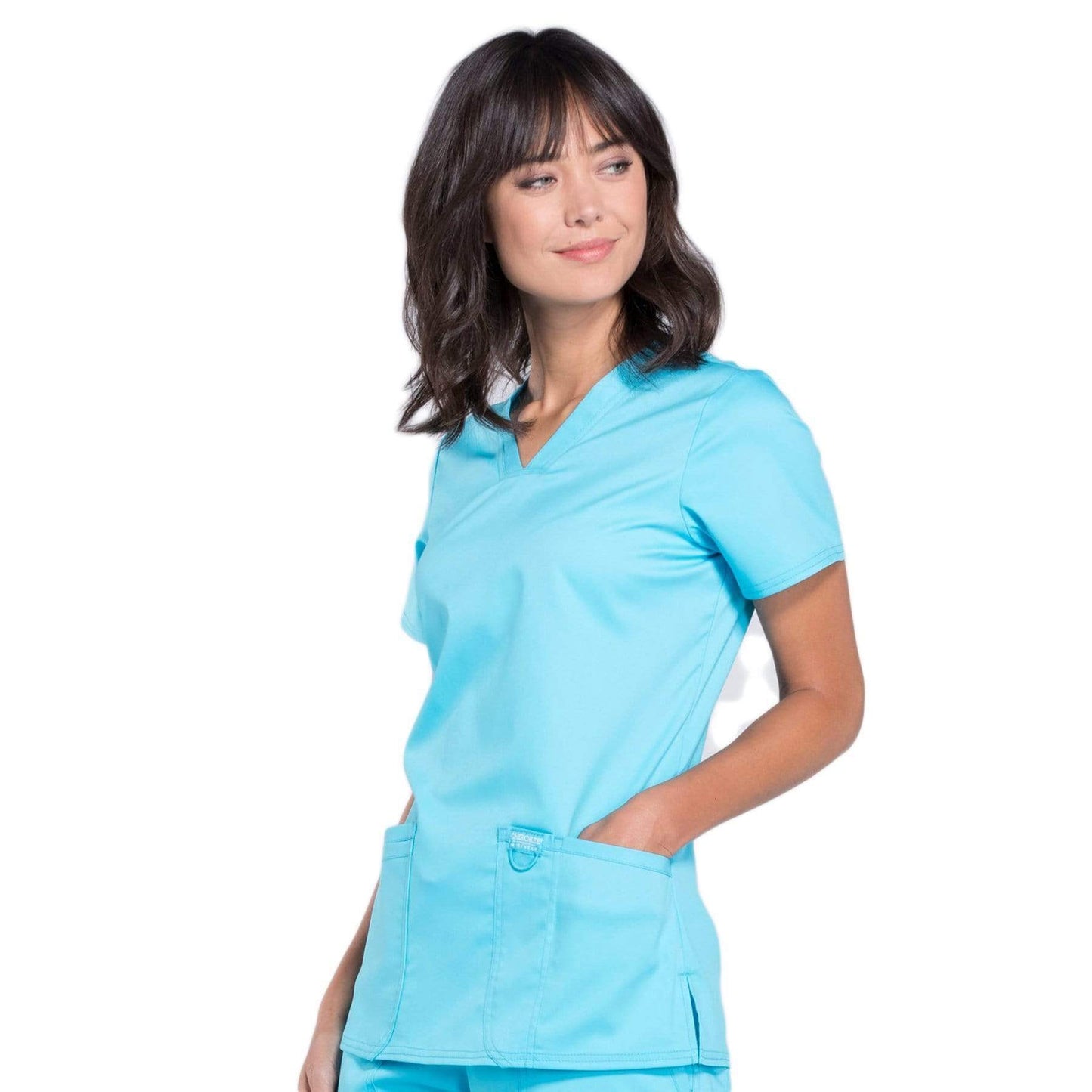 Cherokee Scrubs Top Cherokee Workwear Revolution WW620 Scrubs Top Womens V-Neck Turquoise