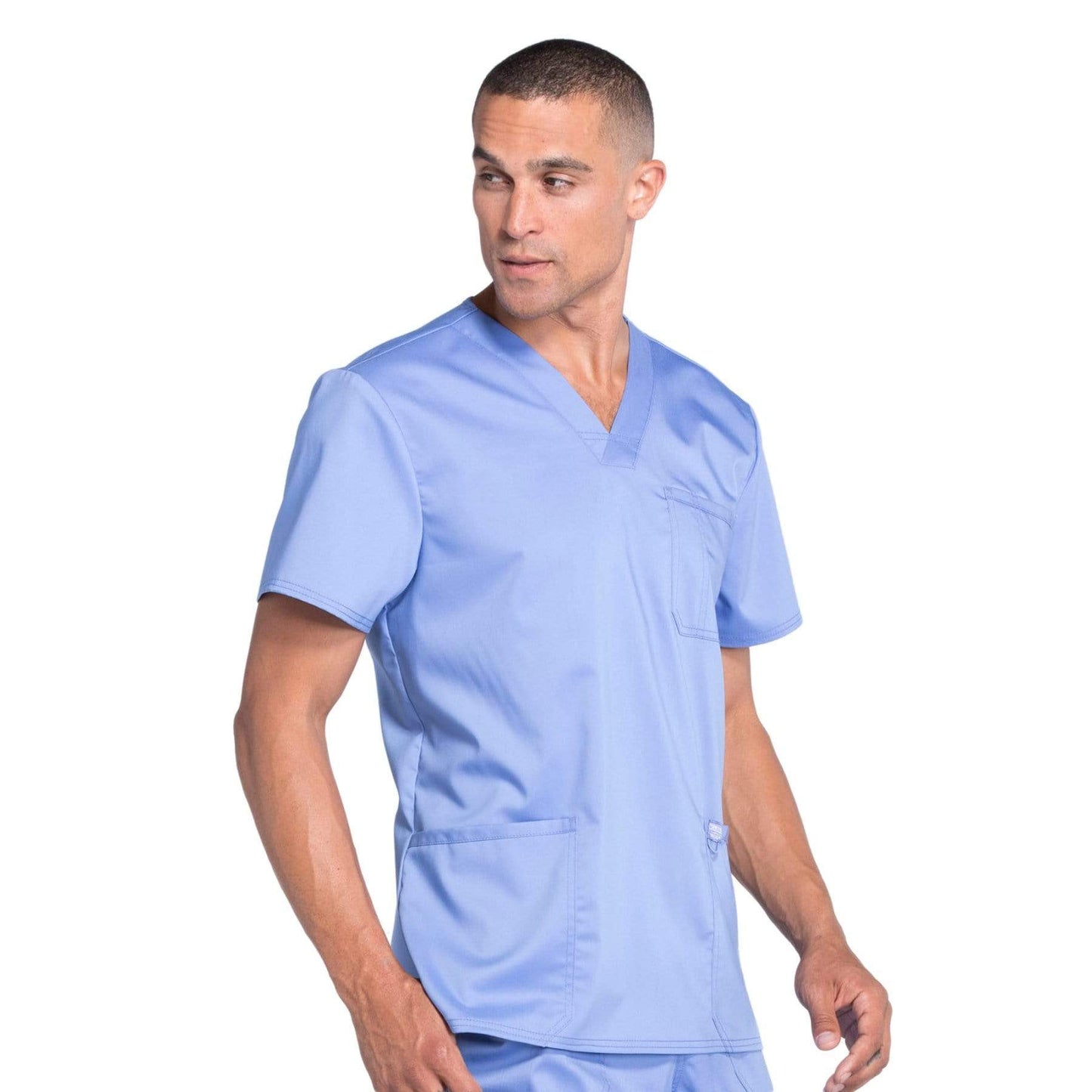 Cherokee Scrubs Top Cherokee Workwear Revolution WW670 Scrubs Top Mens V-Neck Ceil Blue