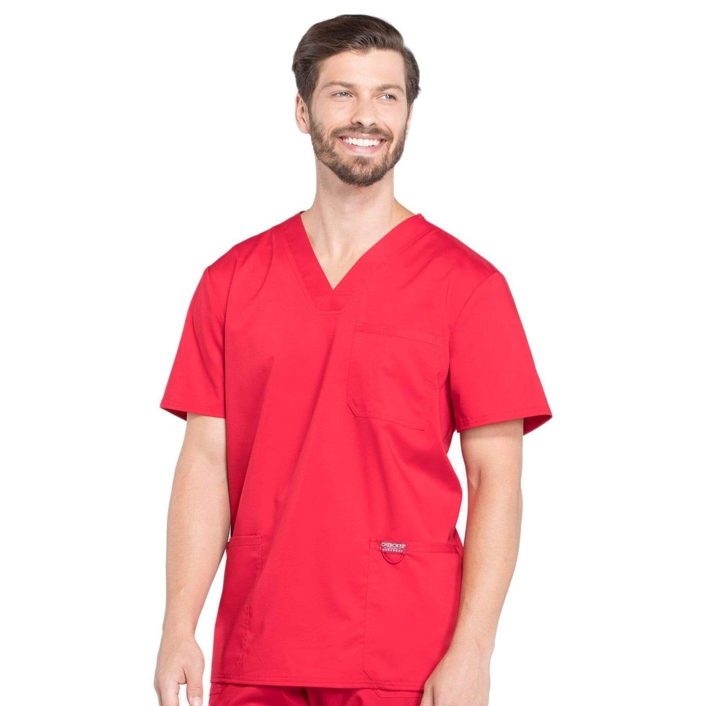 Cherokee Workwear Revolution WW670 Scrubs Top Mens V-Neck Red 4XL