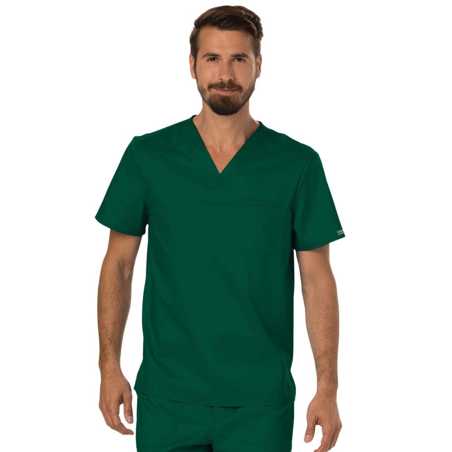 Cherokee Scrubs Top 2XL Cherokee Workwear Revolution WW690 Scrubs Top Mens V-Neck Hunter Green