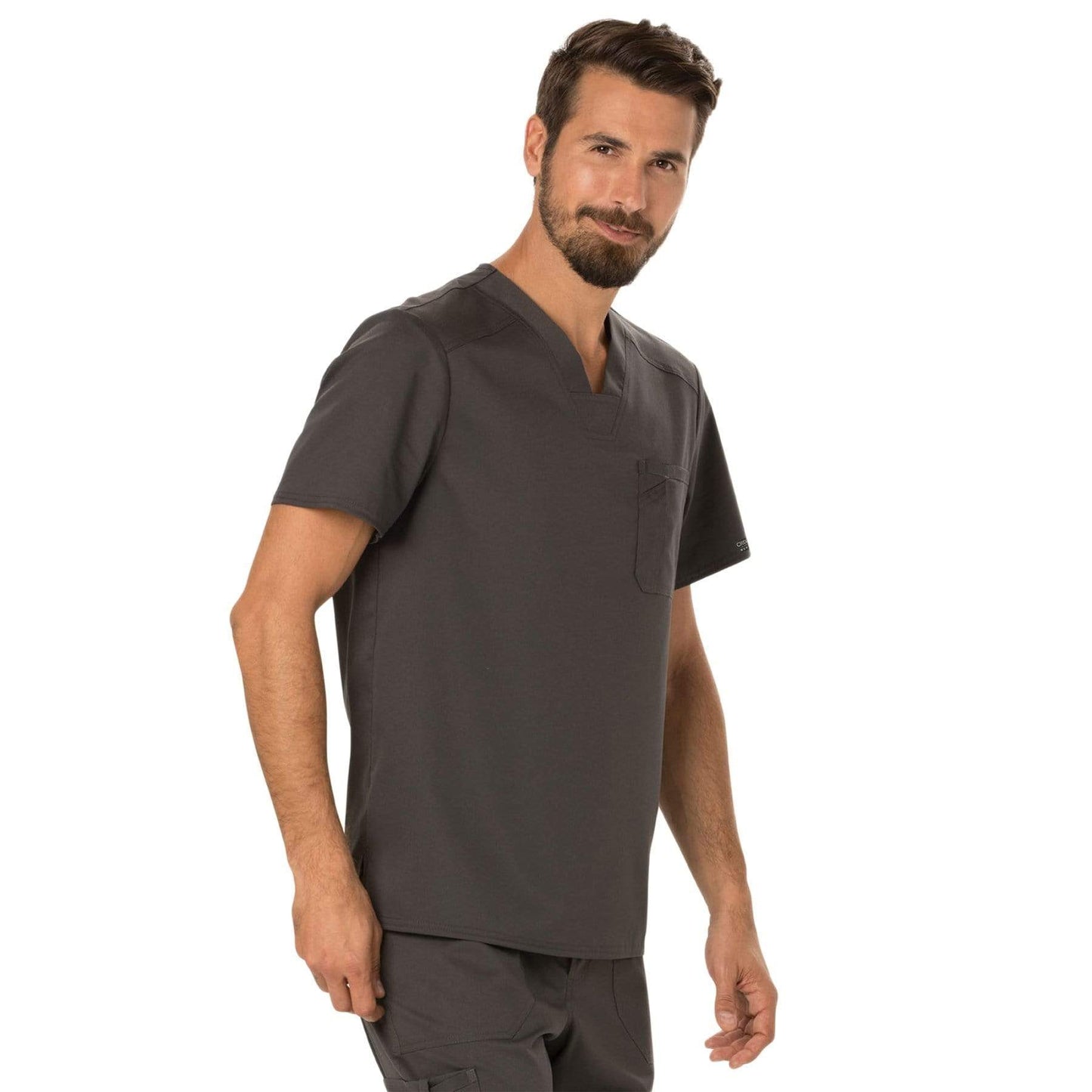 Cherokee Scrubs Top Cherokee Workwear Revolution WW690 Scrubs Top Mens V-Neck Pewter