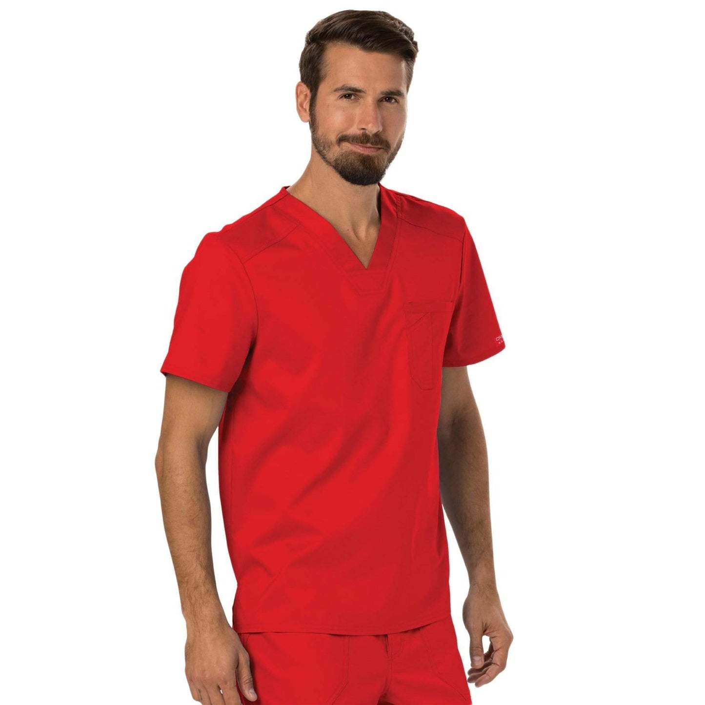 Cherokee Scrubs Top Cherokee Workwear Revolution WW690 Scrubs Top Mens V-Neck Red
