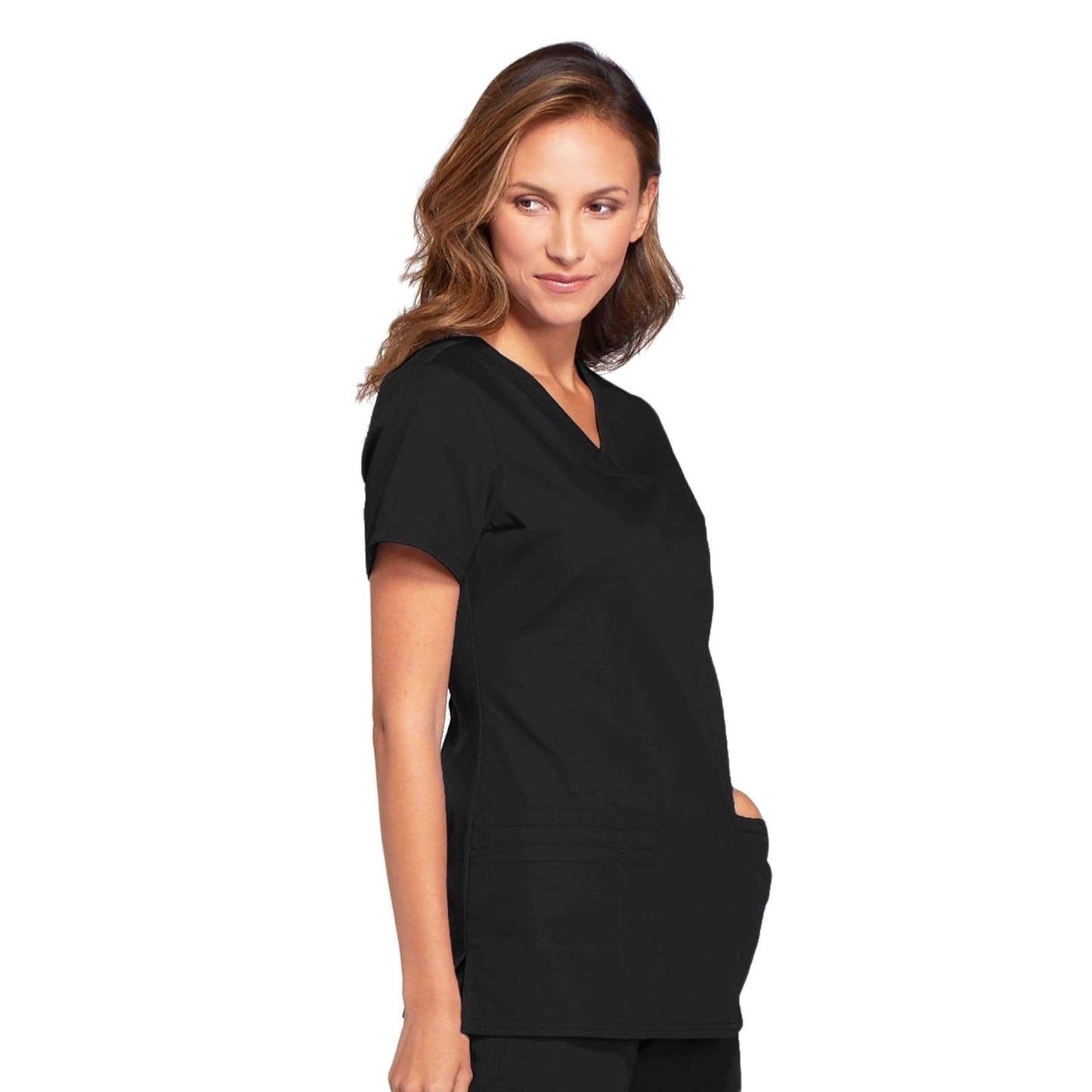 Cherokee Scrubs Top Cherokee Workwear WW645 Scrubs Top Womens V-Neck Black