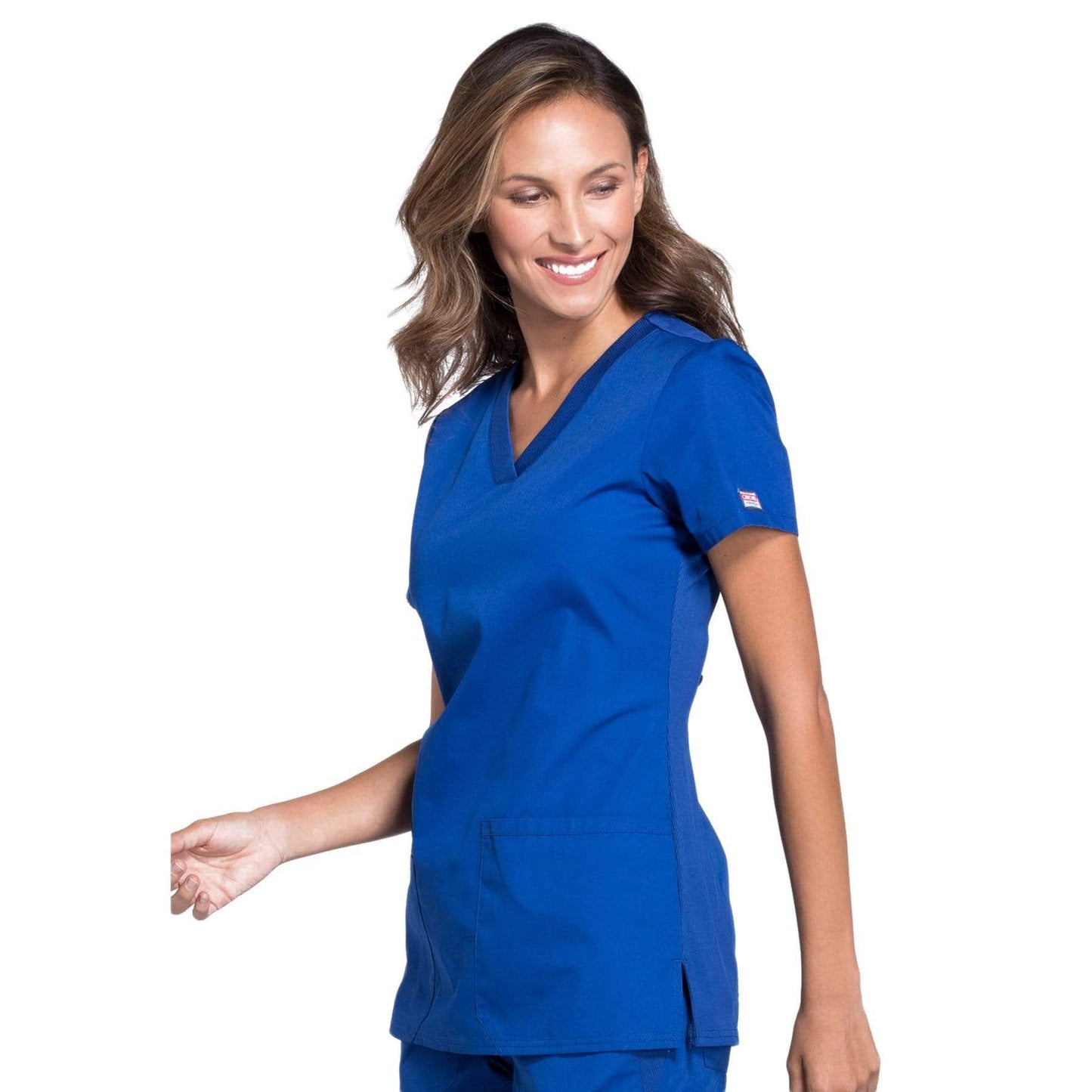 Cherokee Scrubs Top Cherokee Workwear WW645 Scrubs Top Womens V-Neck Galaxy Blue