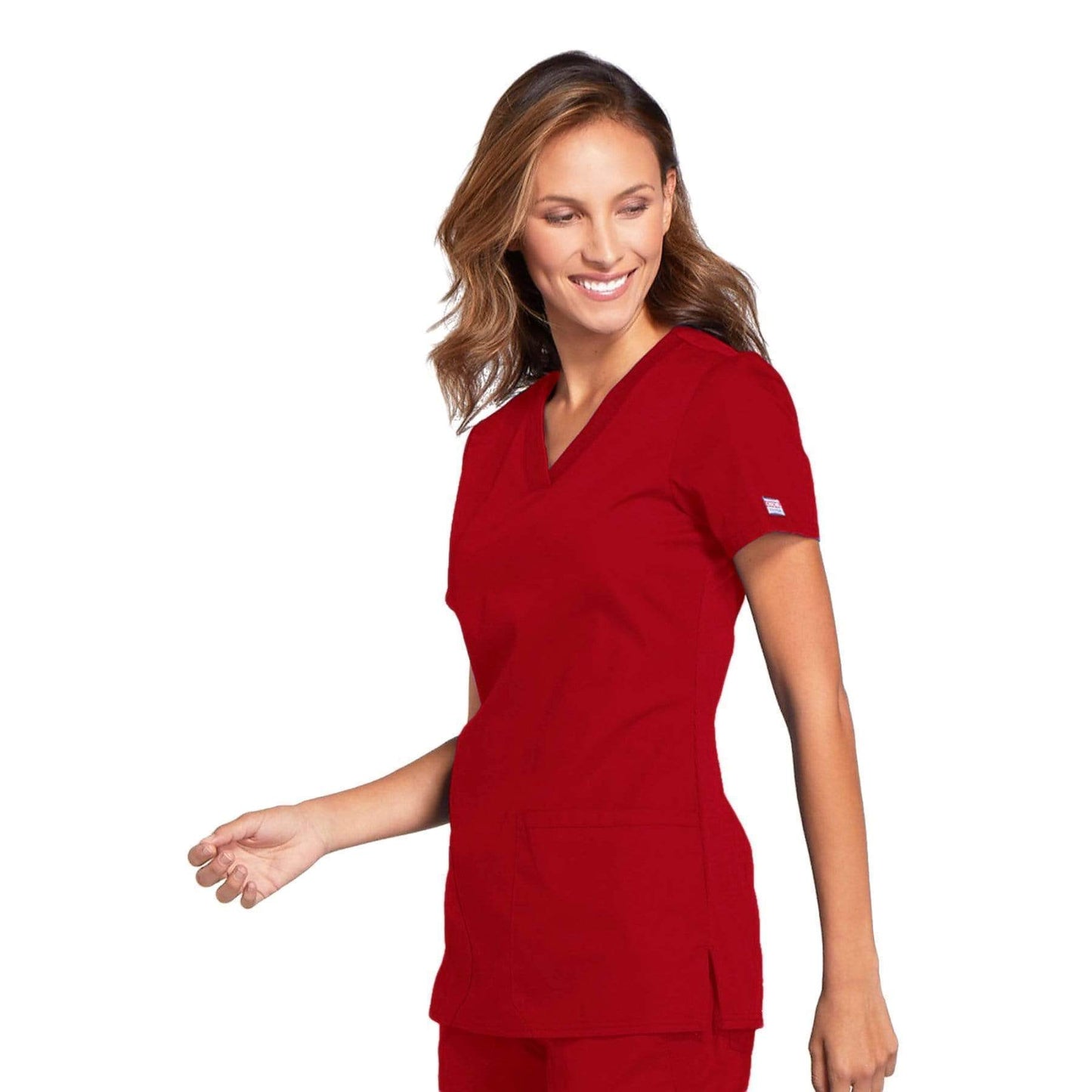Cherokee Scrubs Top Cherokee Workwear WW645 Scrubs Top Womens V-Neck Red