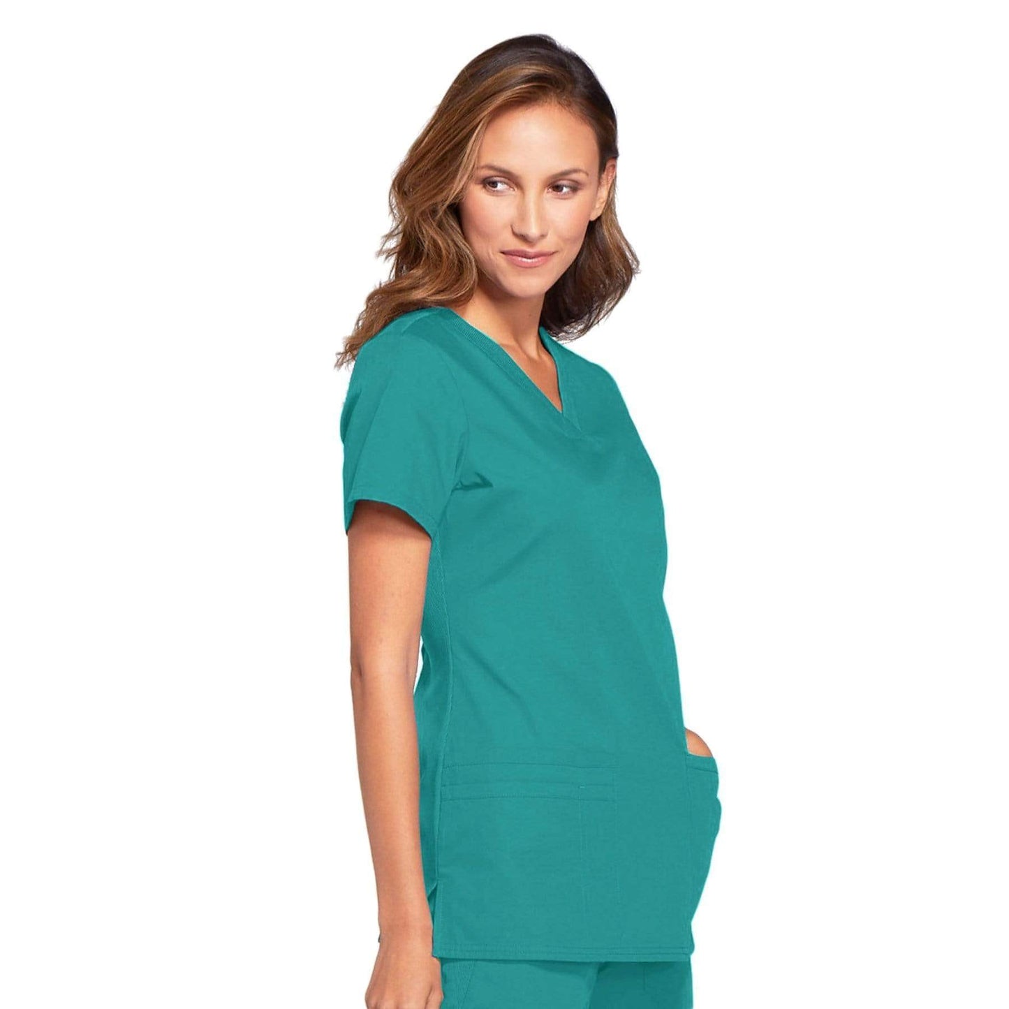 Cherokee Scrubs Top Cherokee Workwear WW645 Scrubs Top Womens V-Neck Teal Blue