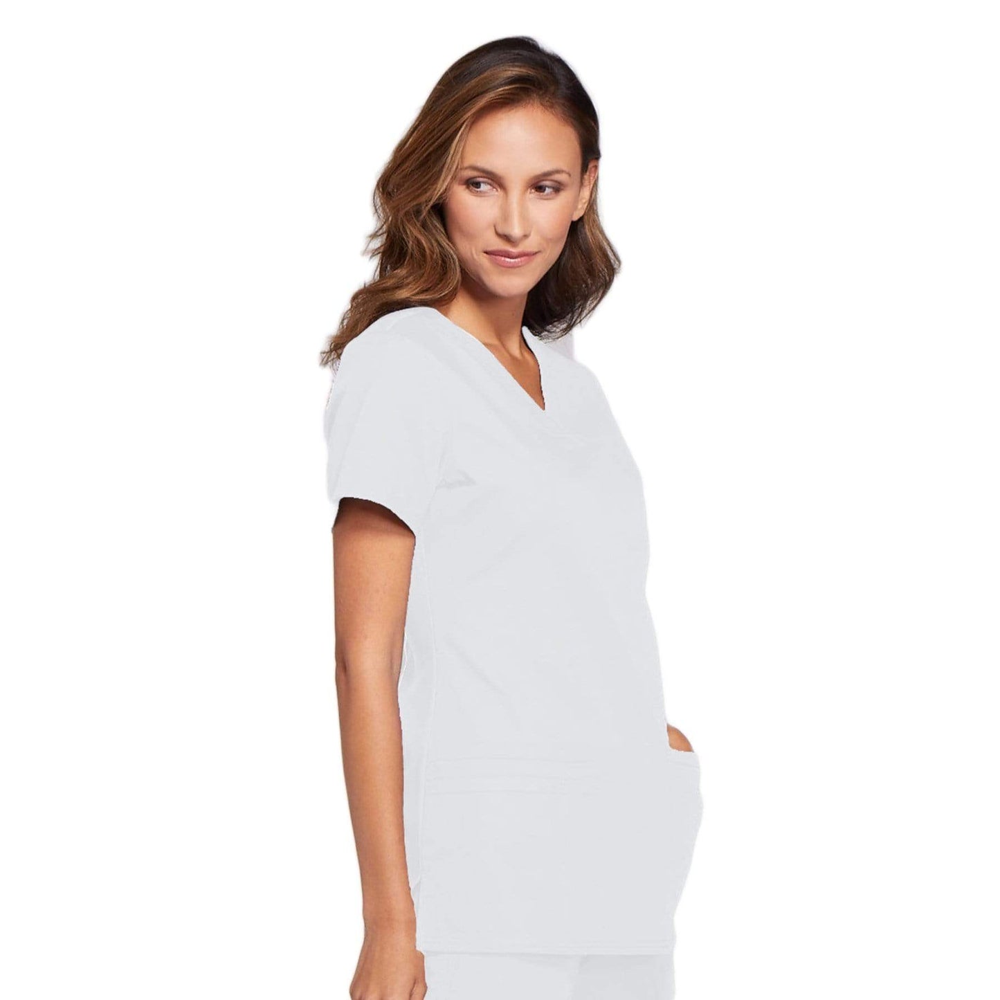 Cherokee Scrubs Top Cherokee Workwear WW645 Scrubs Top Womens V-Neck White