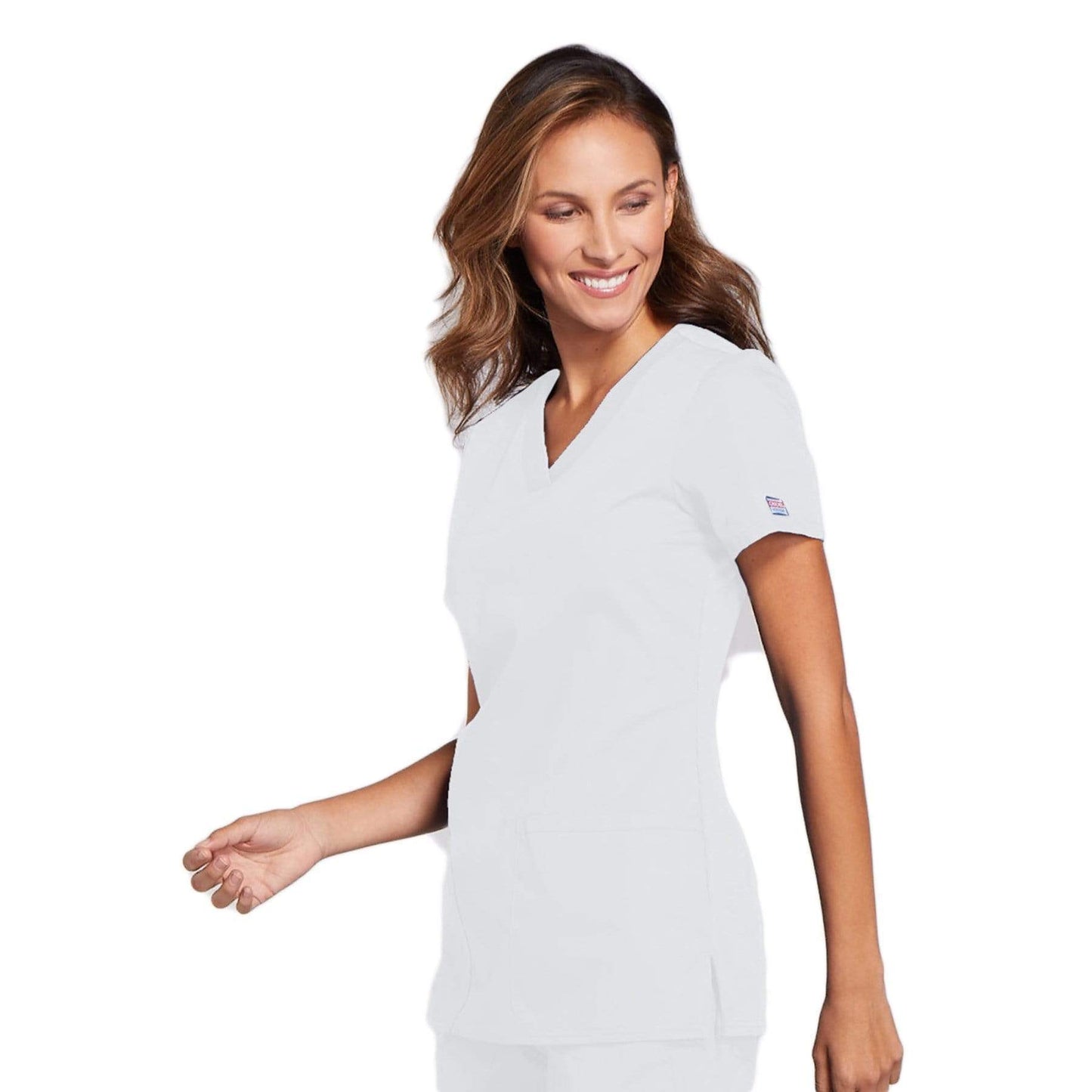 Cherokee Scrubs Top Cherokee Workwear WW645 Scrubs Top Womens V-Neck White