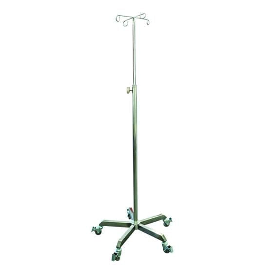 Pacific Medical Australia IV Poles 4 Hook IV Pole 304 Stainless Steel 5 Leg Base Smooth Castors