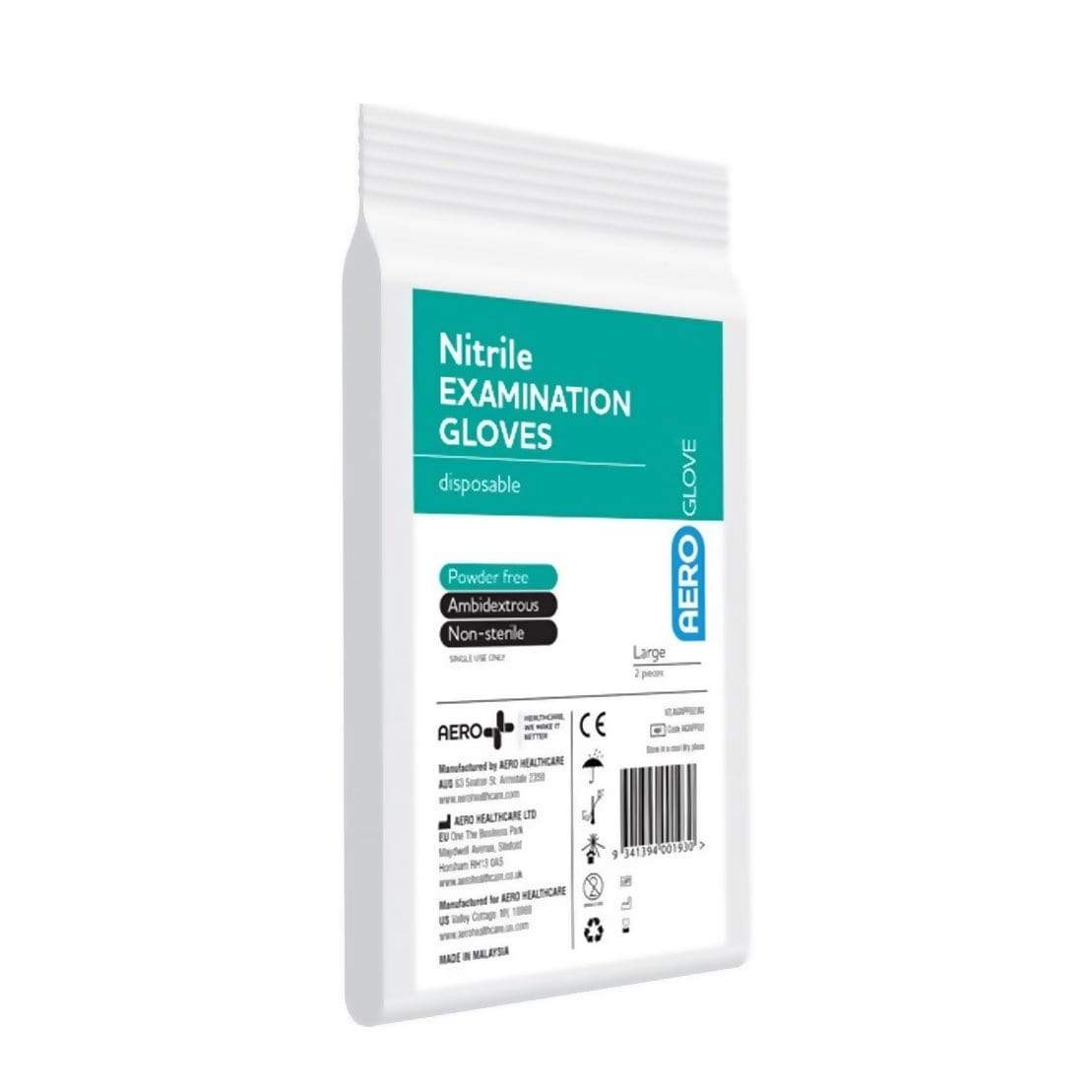 Aero Healthcare Nitrile Gloves Nitrile Powder Free Gloves Large Bag/2
