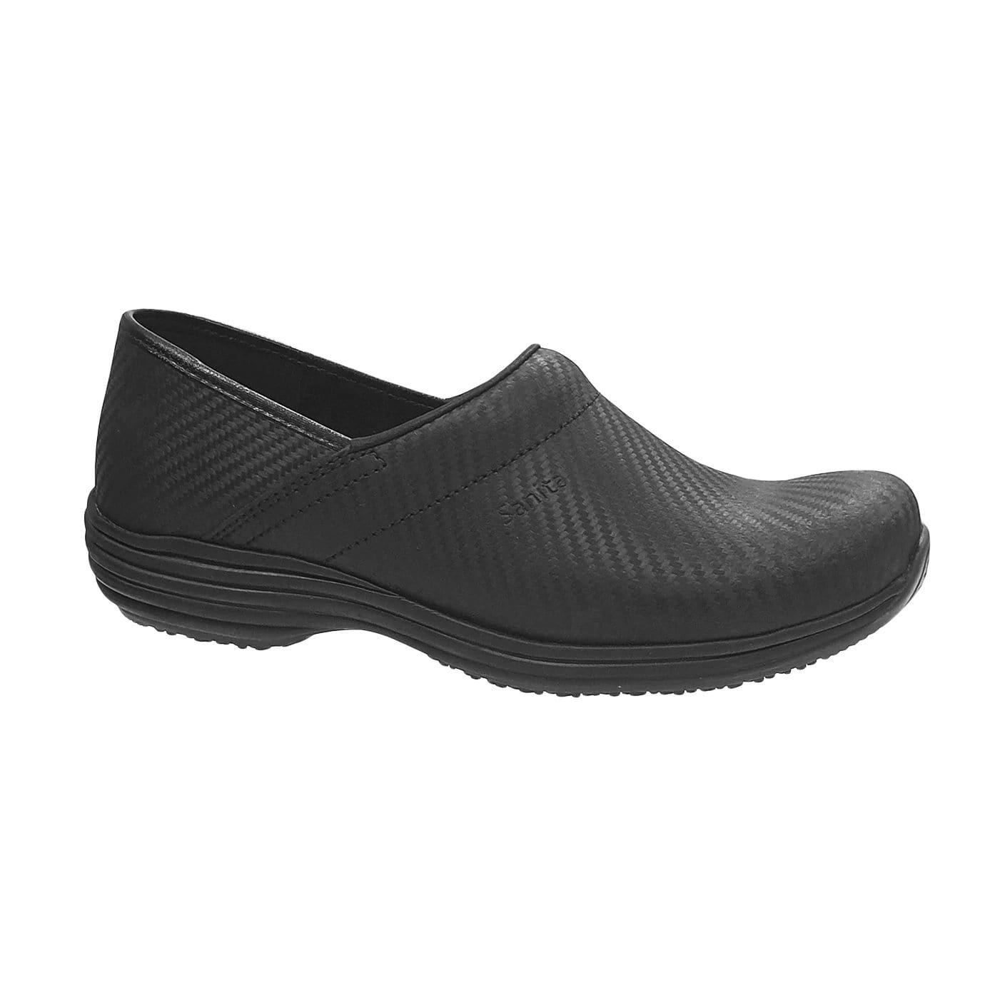 Sanita Clogs Clogs Sanita Wave Leather Clog with Carbon Style Closed Heel Black