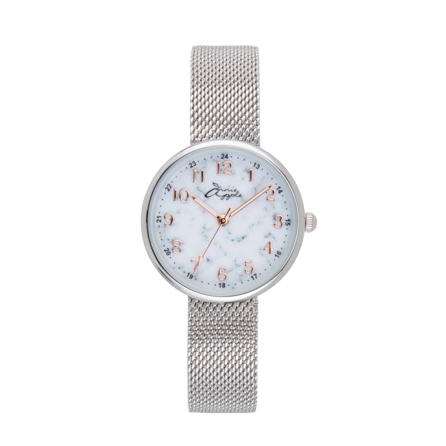 Annie Apple Fob Watches Venus Interchangeable Marble/Salmon/Silver Mesh Fob Watch